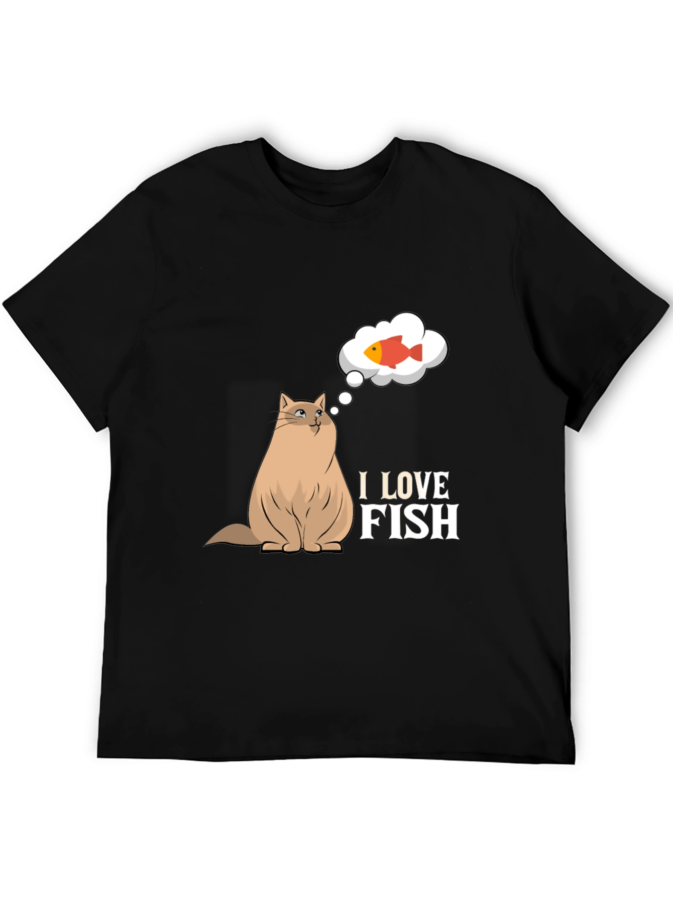 Black I Love Fish Graphic Tee - Funny Cat Lover Shirt view 5