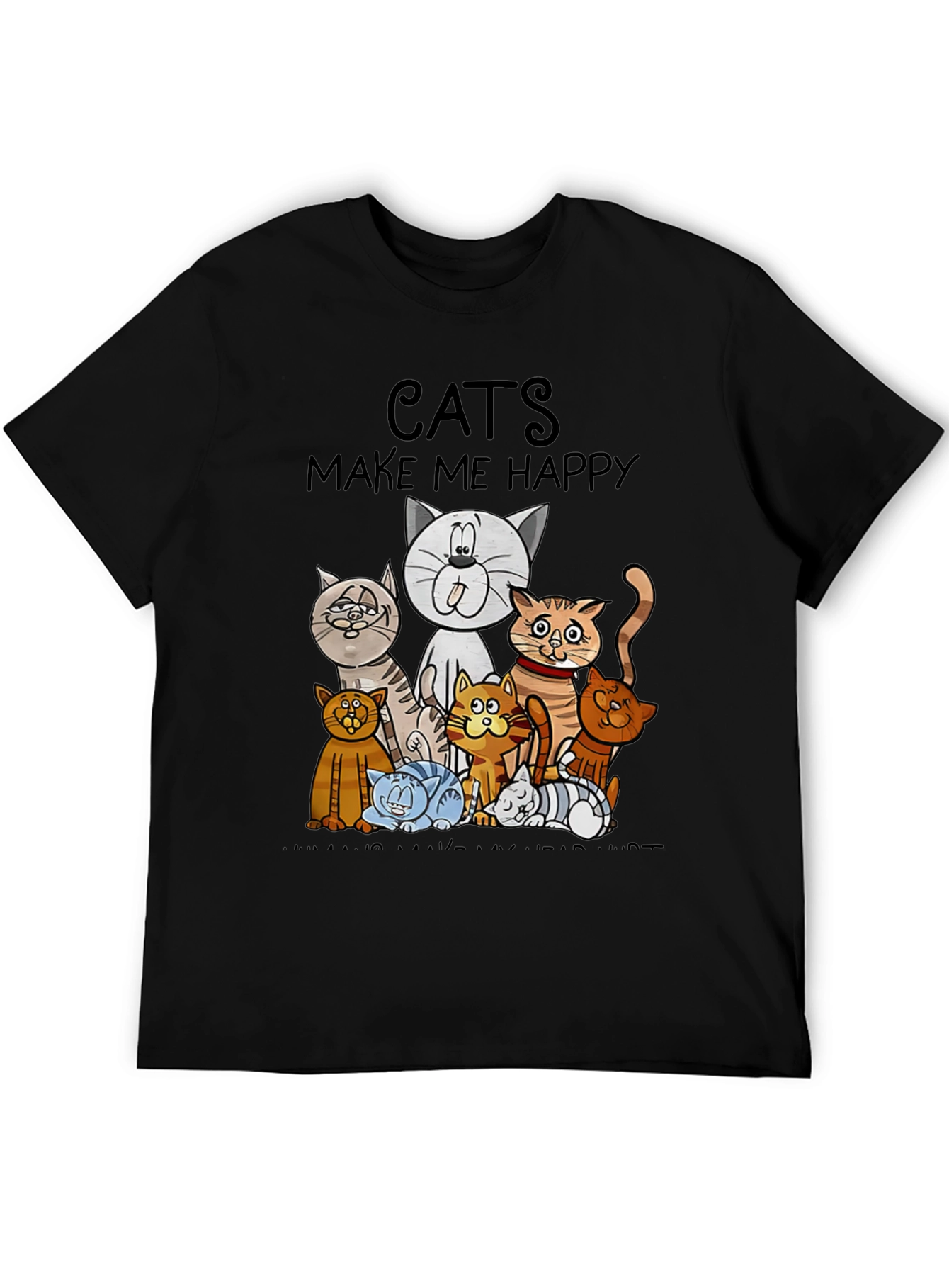 Black Cats Make Me Happy Graphic T-Shirt view 5