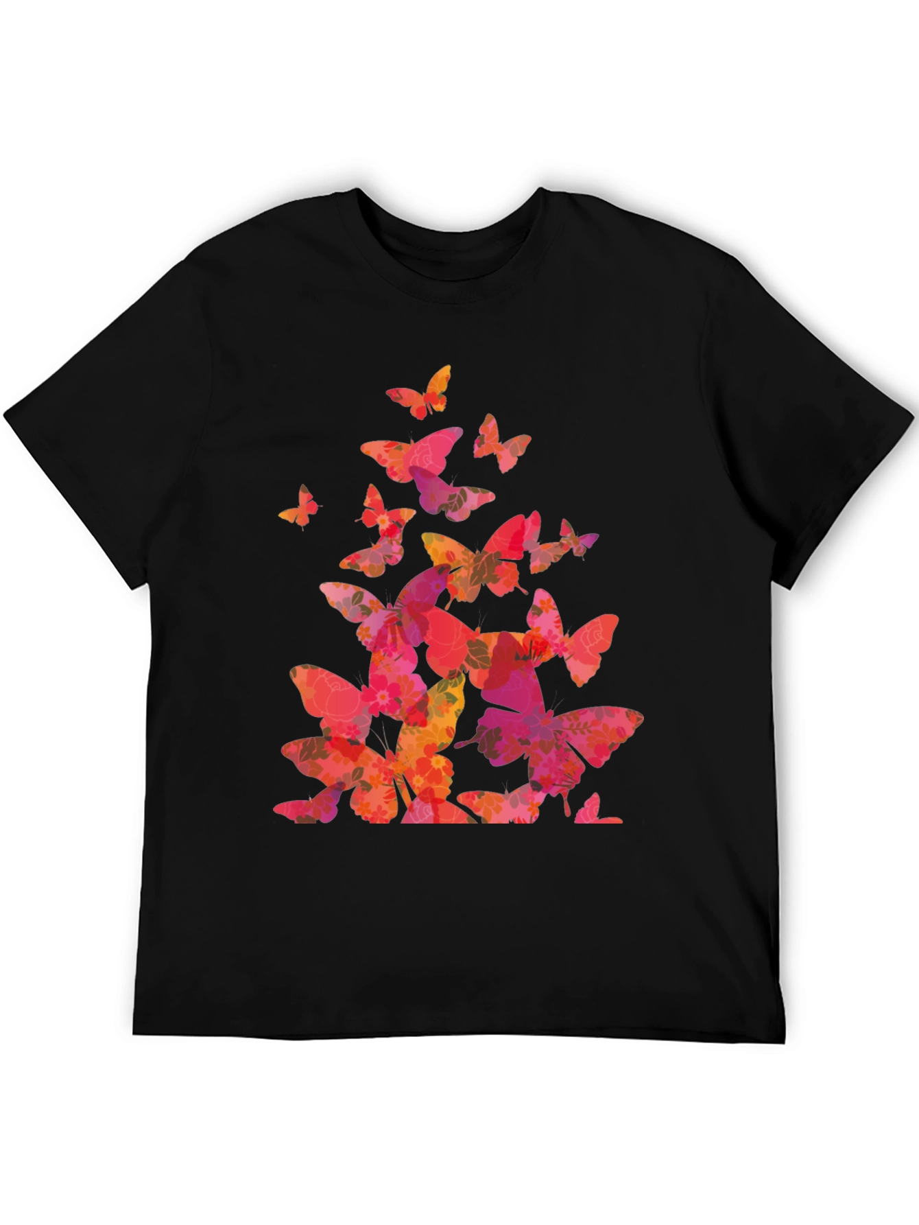 Black Butterfly Print Black T-Shirt view 5
