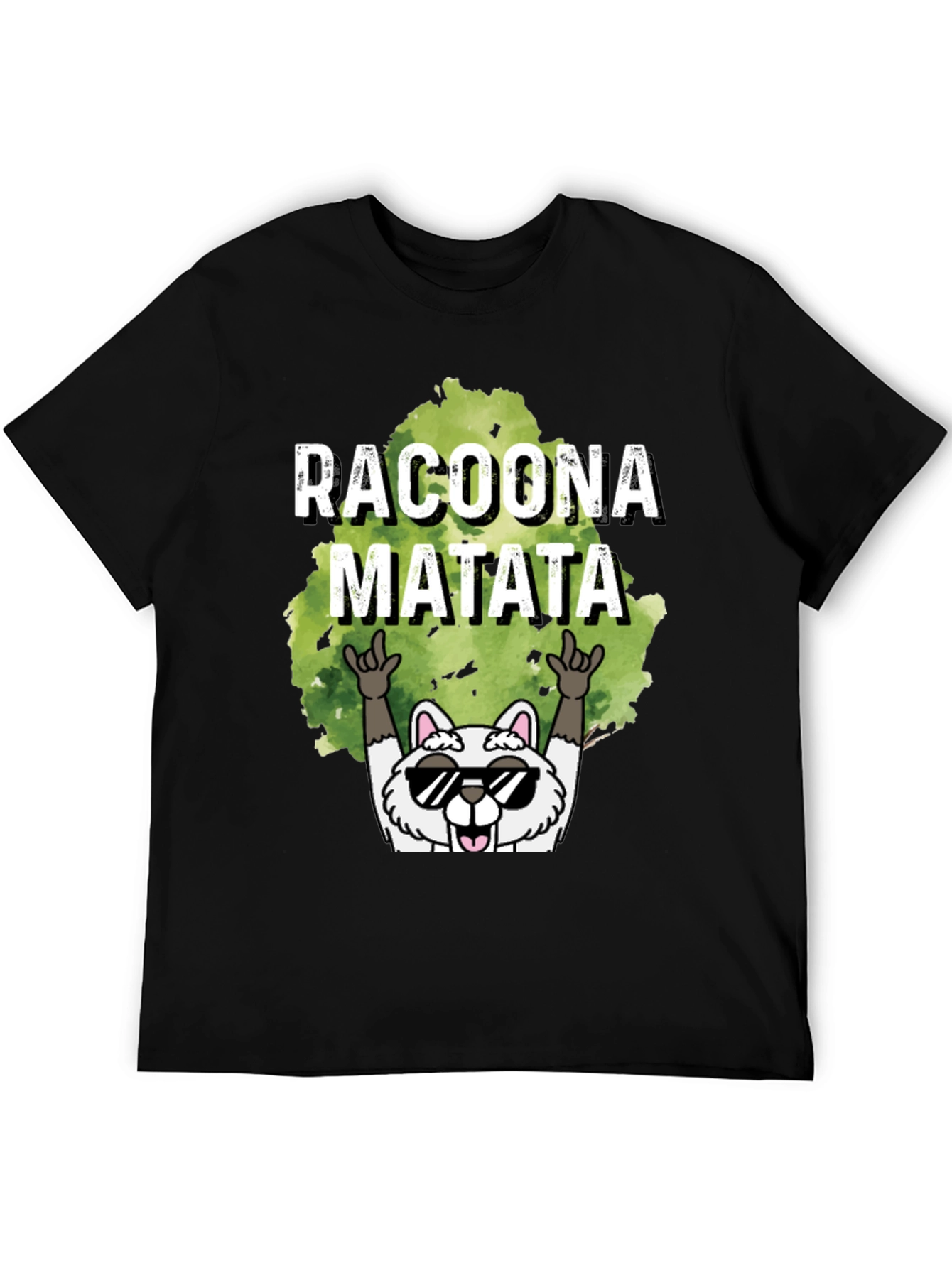 Black Racoona Matata Graphic Tee - Funny Raccoon T-Shirt view 5