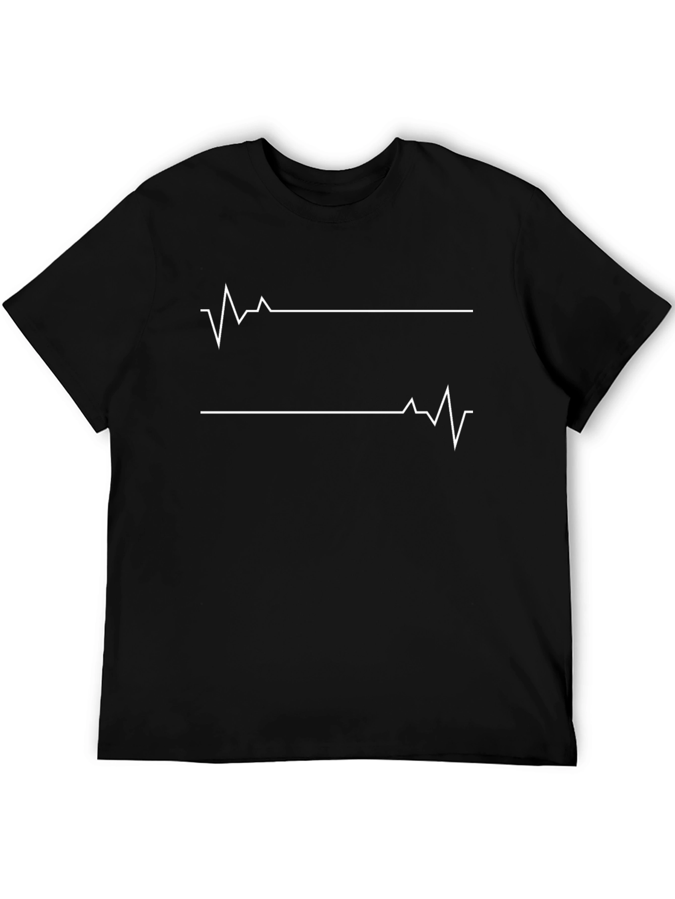 Black Heartbeat Graphic Tee - Stylish Black Cotton T-Shirt view 5