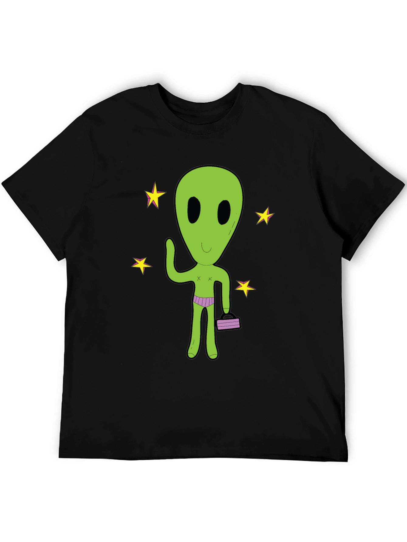 Black Alien T-Shirt - Funny Extraterrestrial Graphic Tee view 5