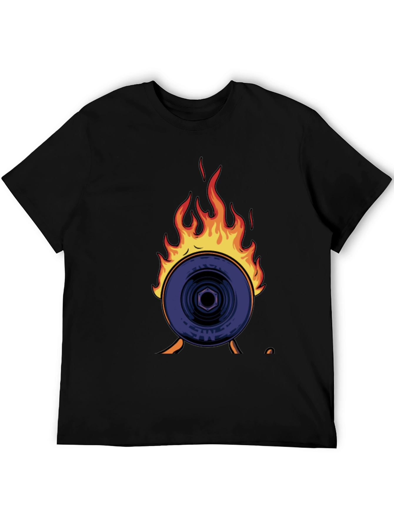 Black Flaming Record Graphic Tee - Bold Statement Shirt view 5