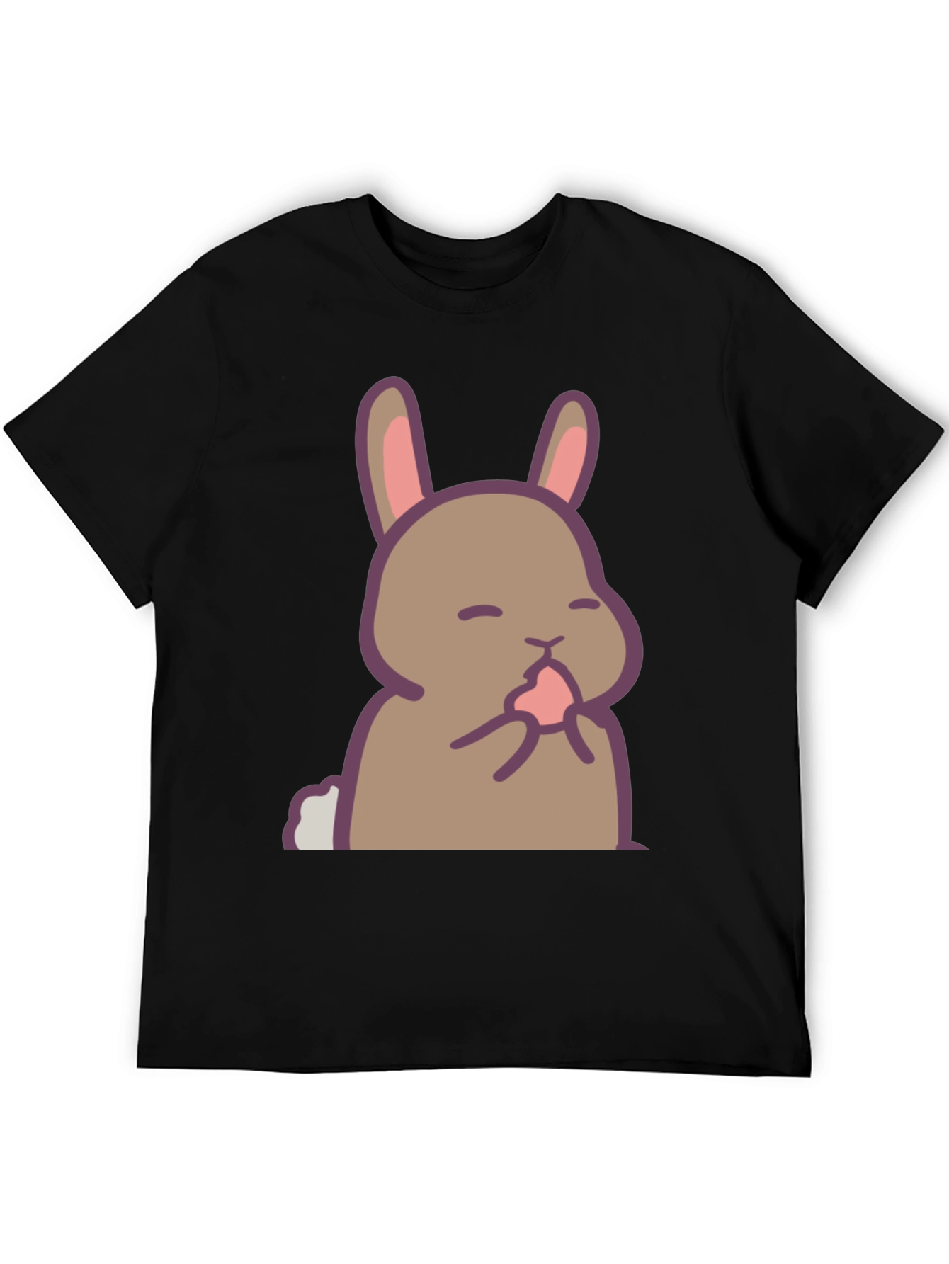 Black Cute Rabbit Graphic Black T-Shirt view 5