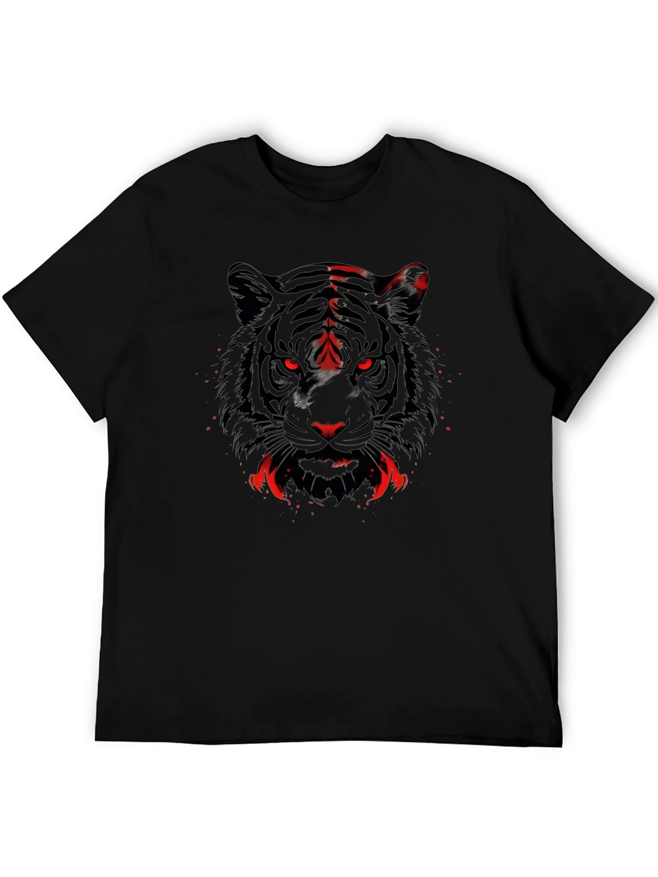 Black Men's Black Tiger Graphic Tee - Red Eyes view 5