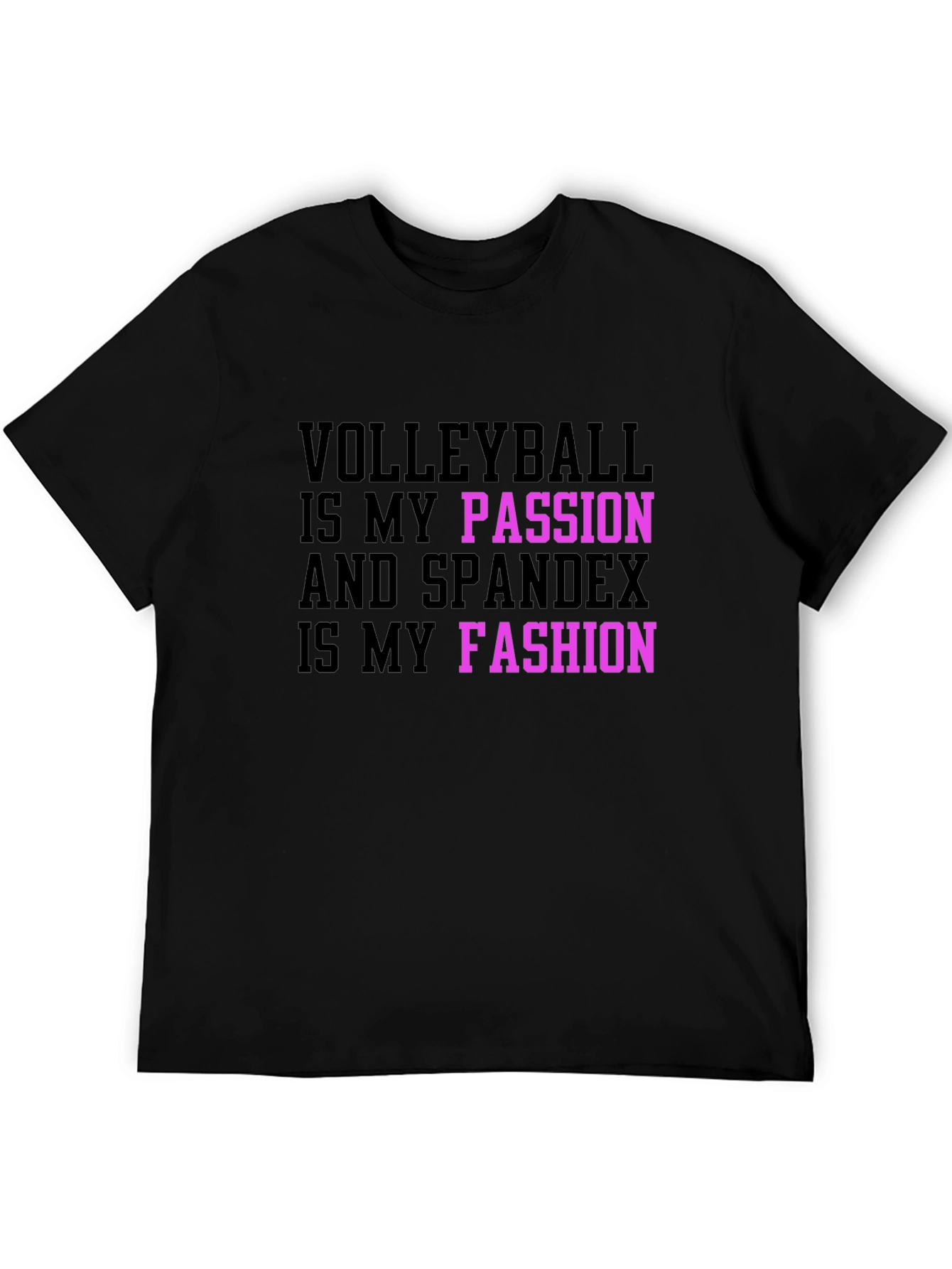 Black Volleyball Passion Spandex Fashion T-Shirt view 5