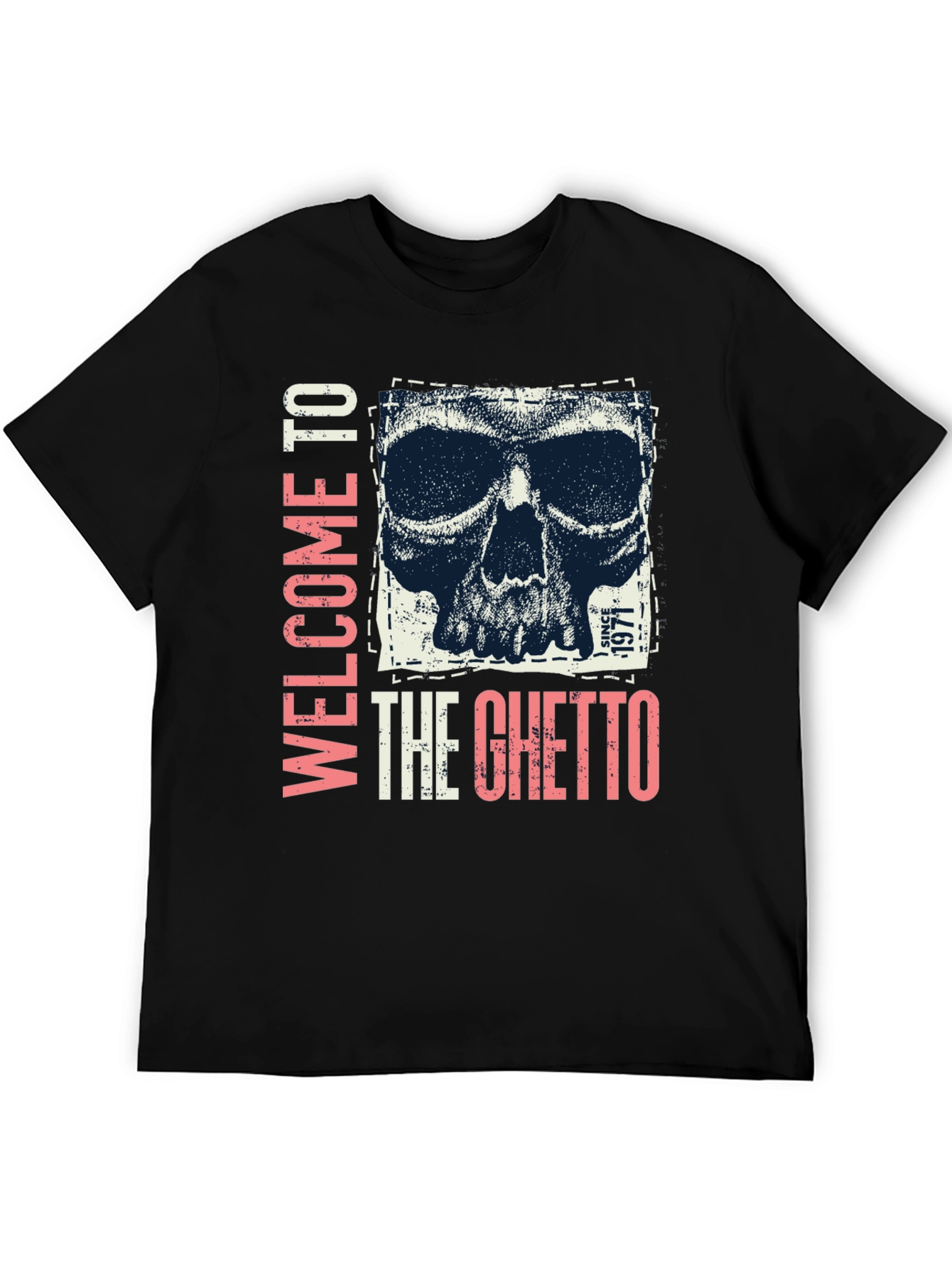 Black Welcome To The Ghetto Skull Graphic Tee view 5
