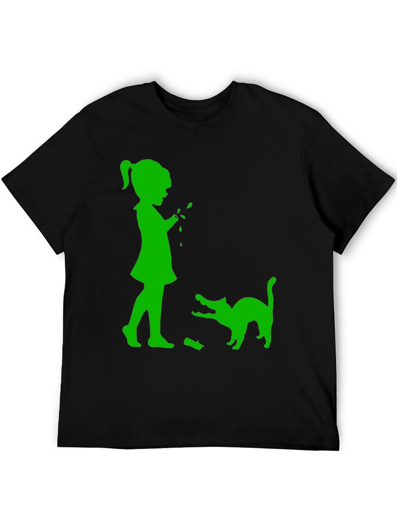 Black Girl & Cat Graphic Tee - Fun, Playful Design view 5