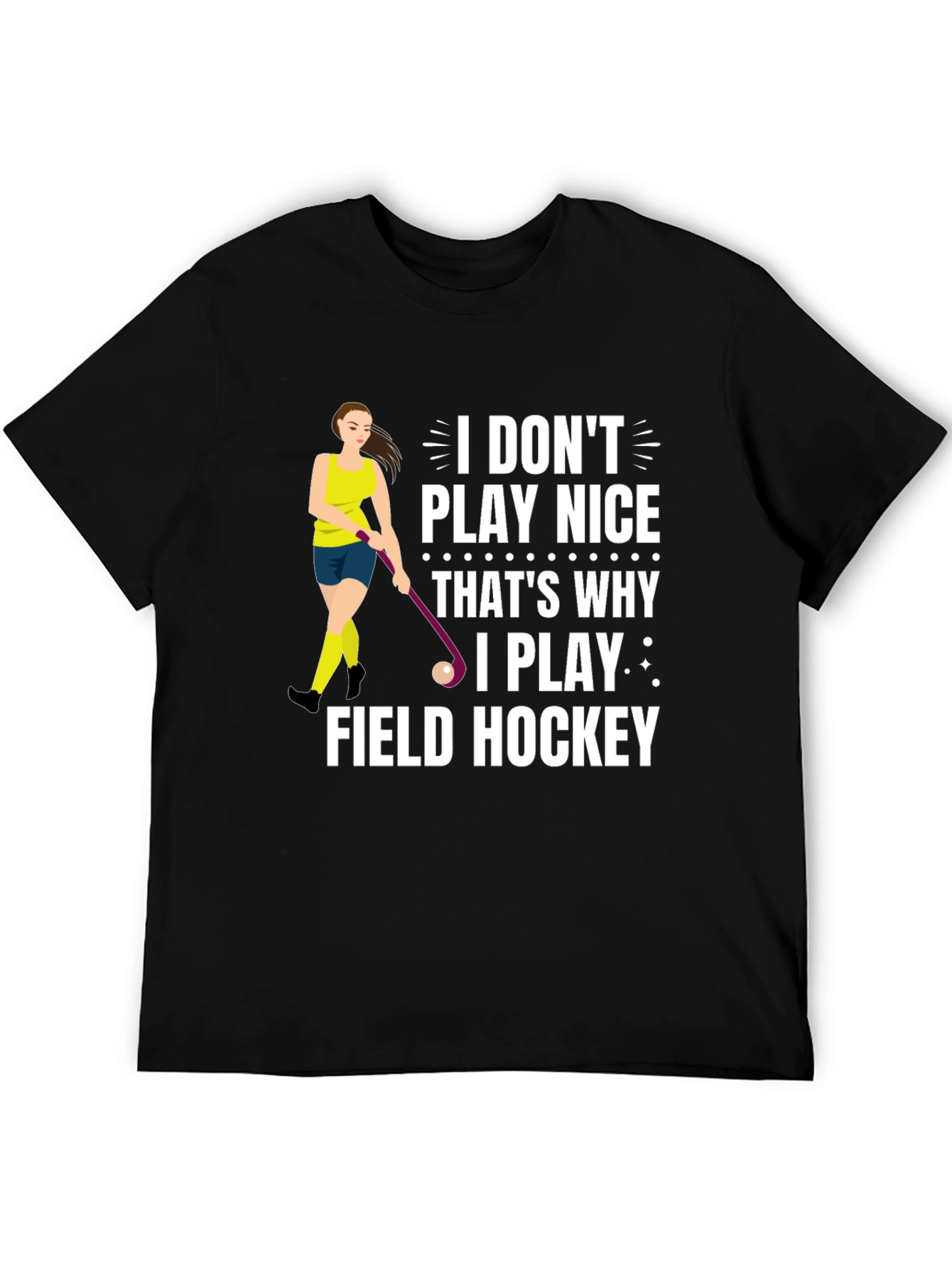 Black Funny Field Hockey T-Shirt view 5
