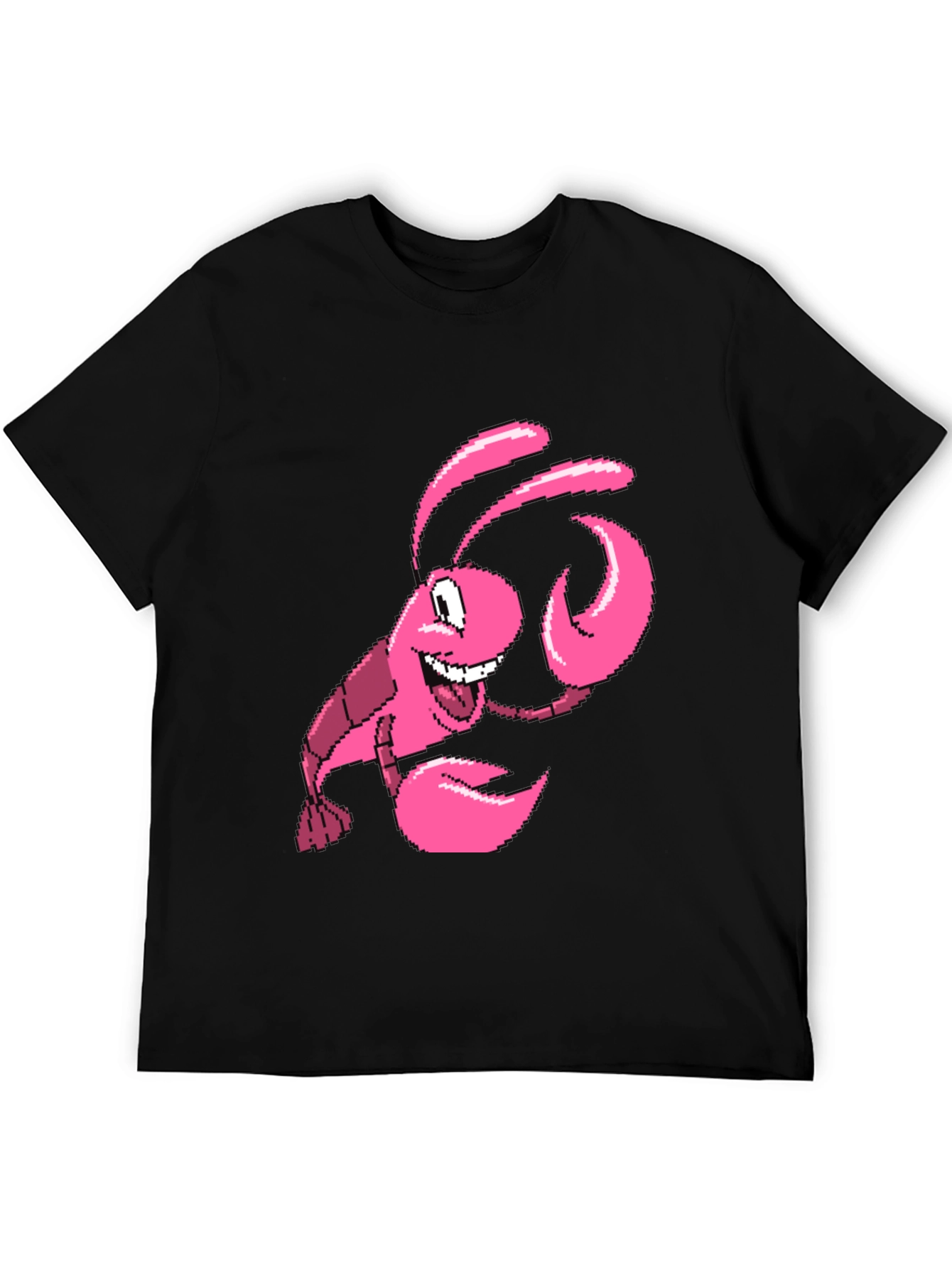 Black Pink Lobster Graphic Tee - Quirky Novelty T-Shirt view 5