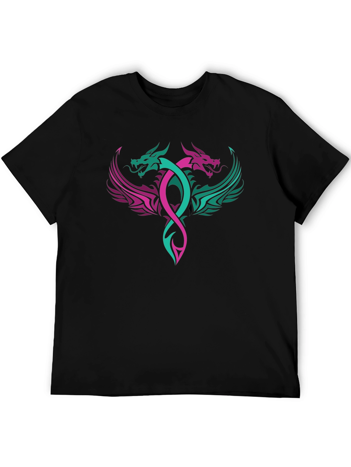 Black Dual Dragon Graphic Tee - Edgy Style view 5