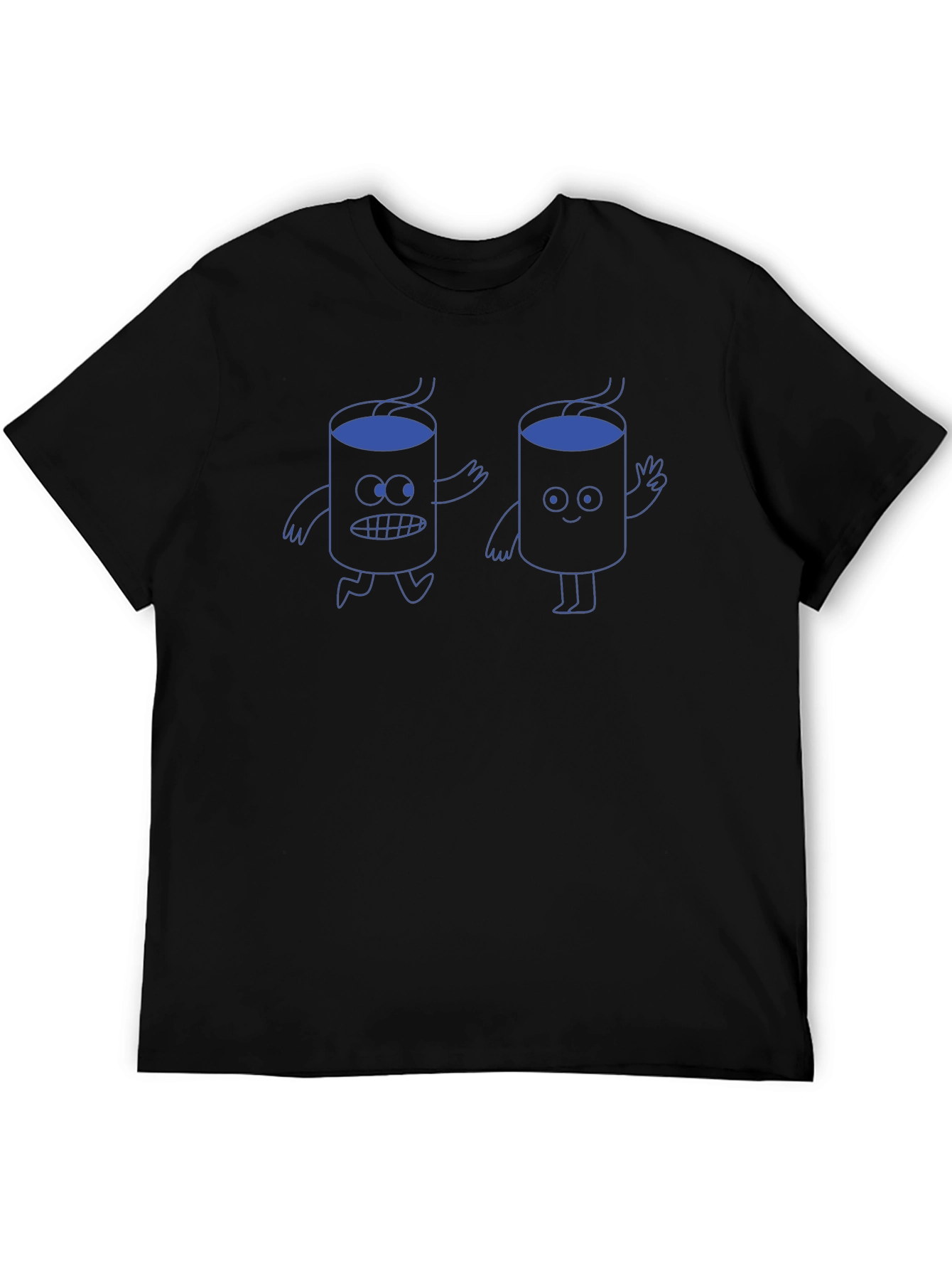 Black Cartoon Coffee Graphic T-Shirt - Black Cotton Tee view 5