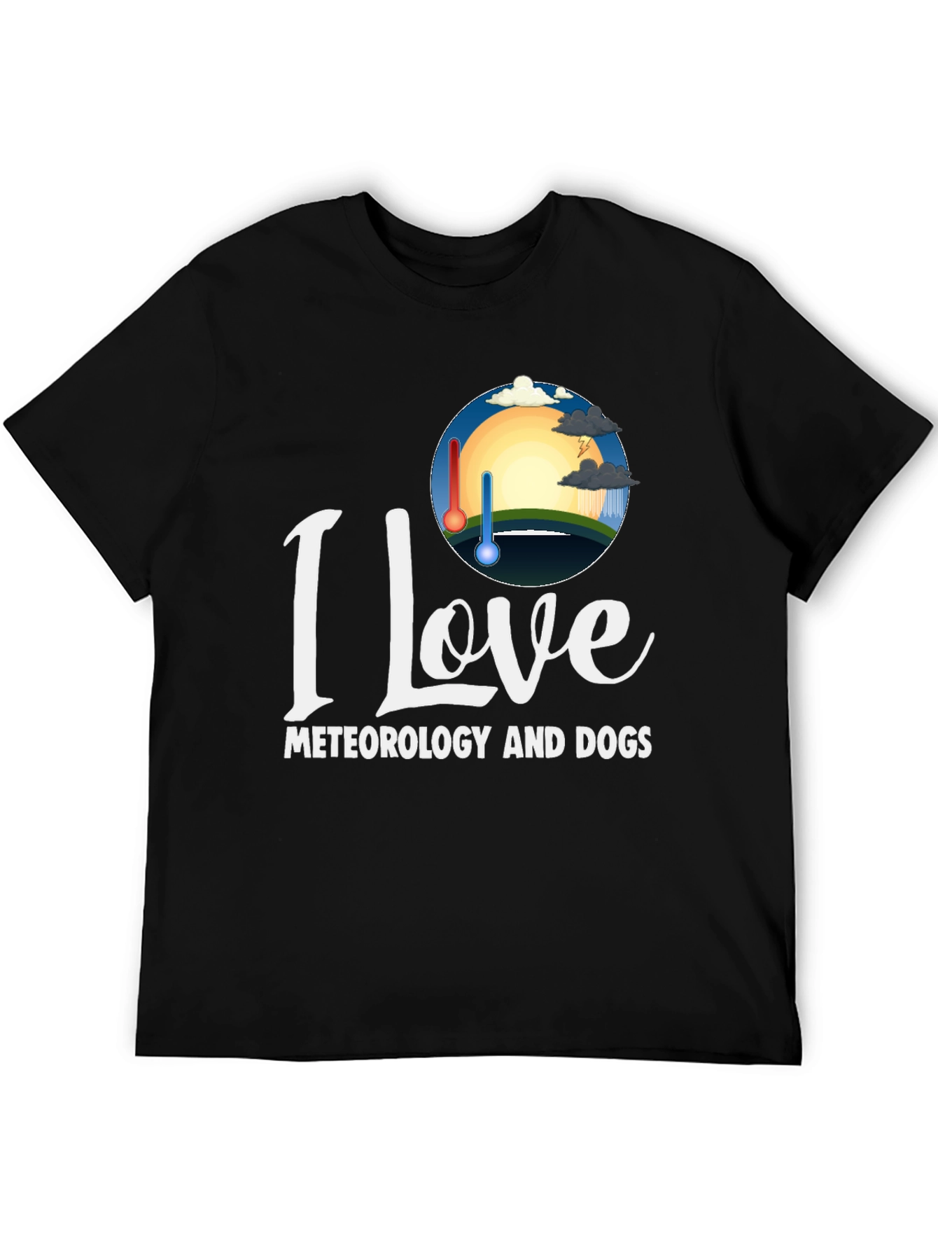 Black I Love Meteorology and Dogs T-Shirt view 5