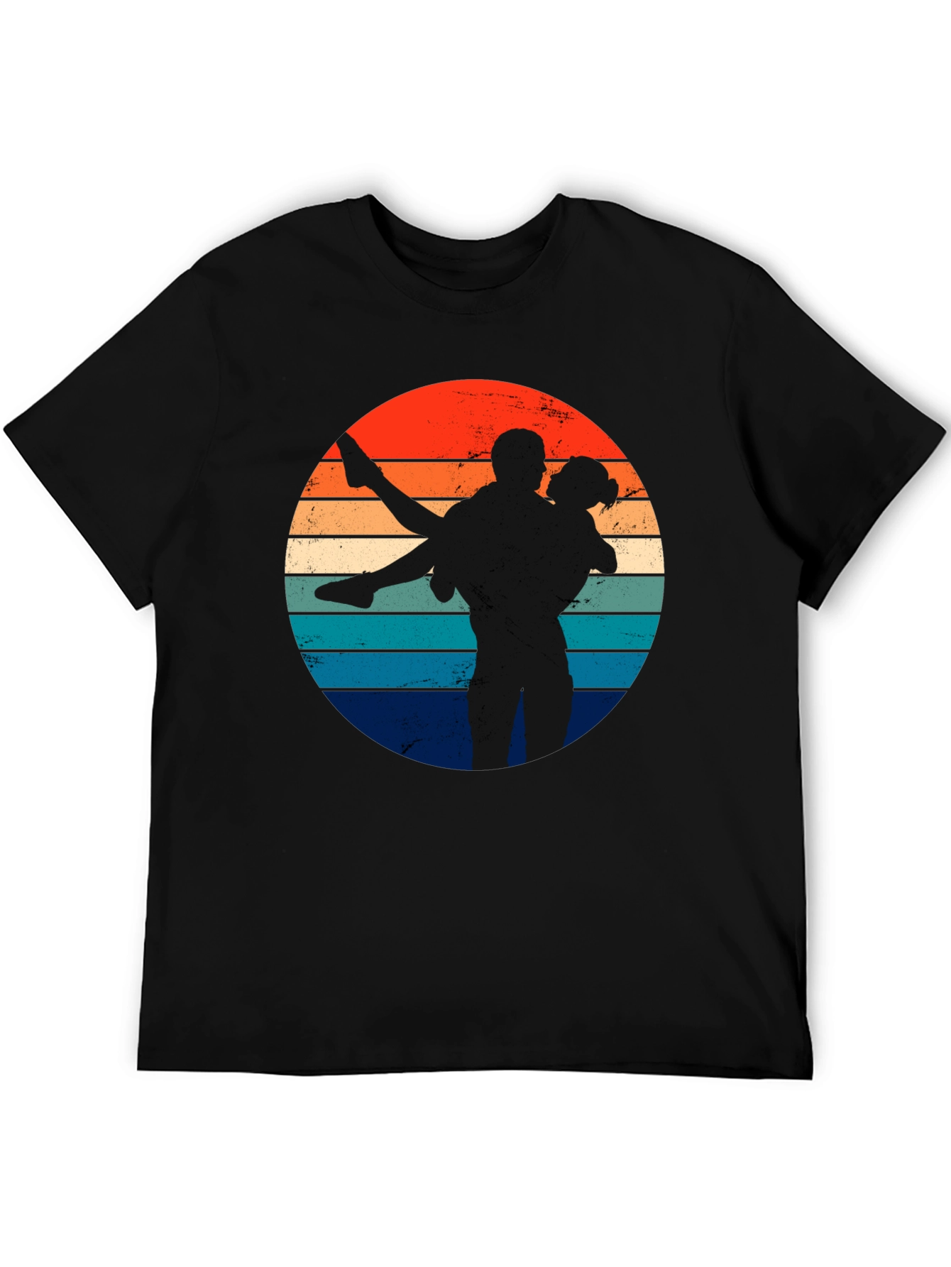 Black Retro Sunset Silhouette Couple T-Shirt view 5