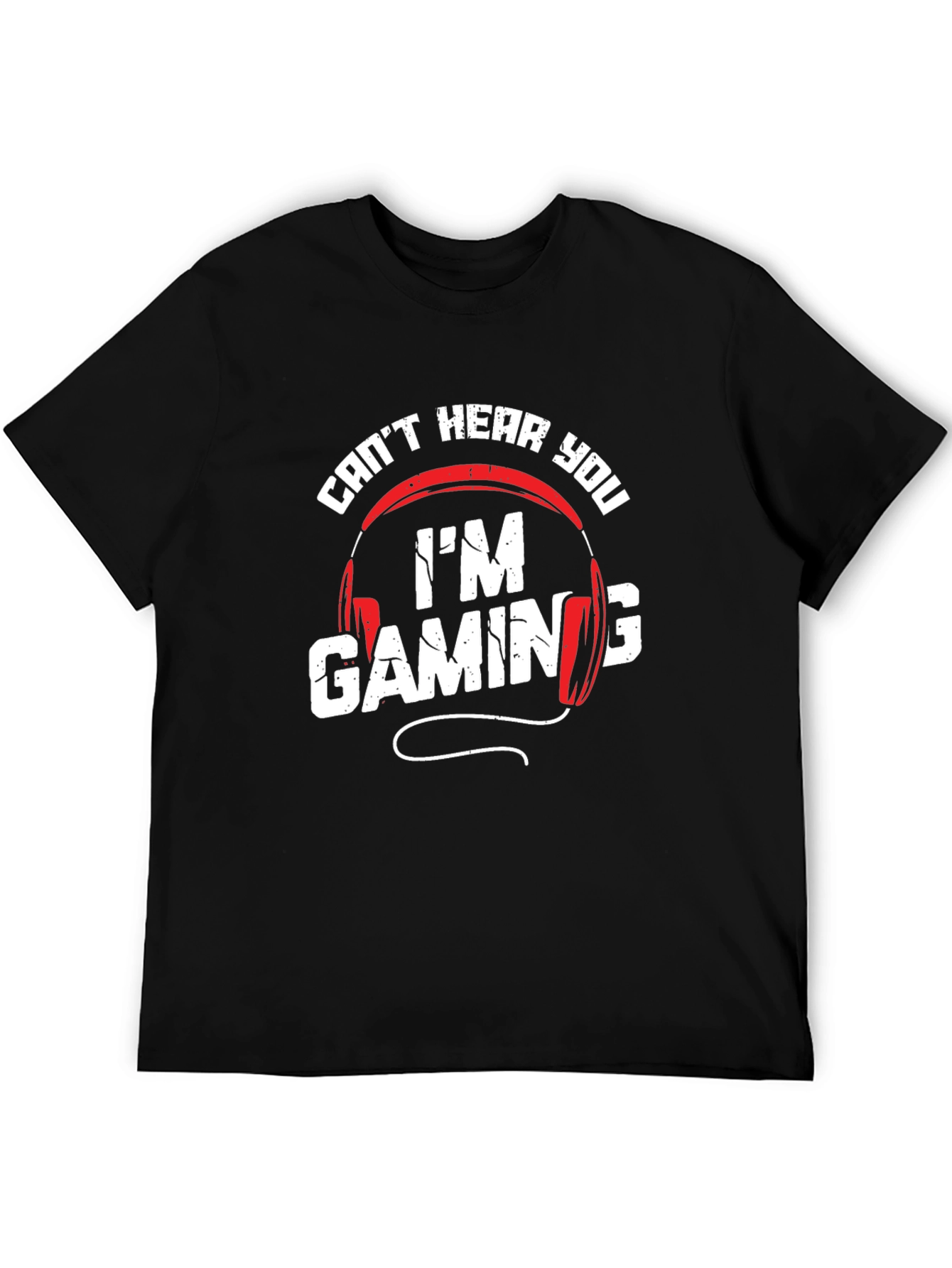 Black Gaming Headset T-Shirt: Can't Hear You I'm Gaming Black Tee view 5