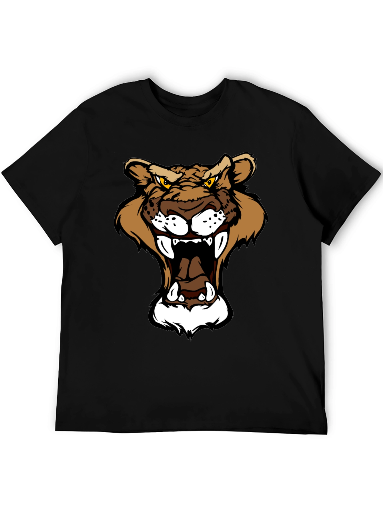 Black Roaring Mountain Lion Graphic T-Shirt view 5