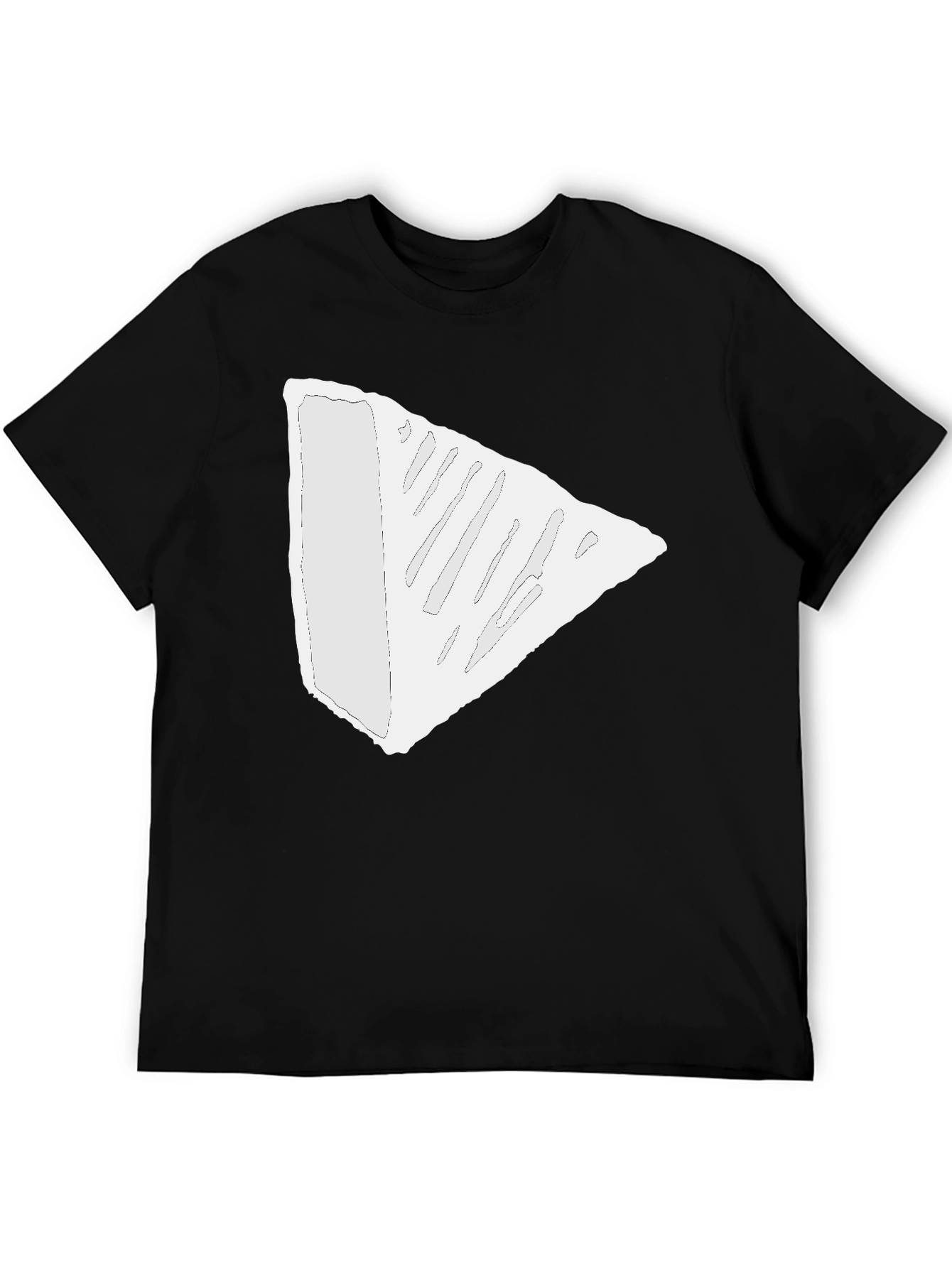 Black Modern Triangle Tee - Black Cotton Blend T-Shirt view 5