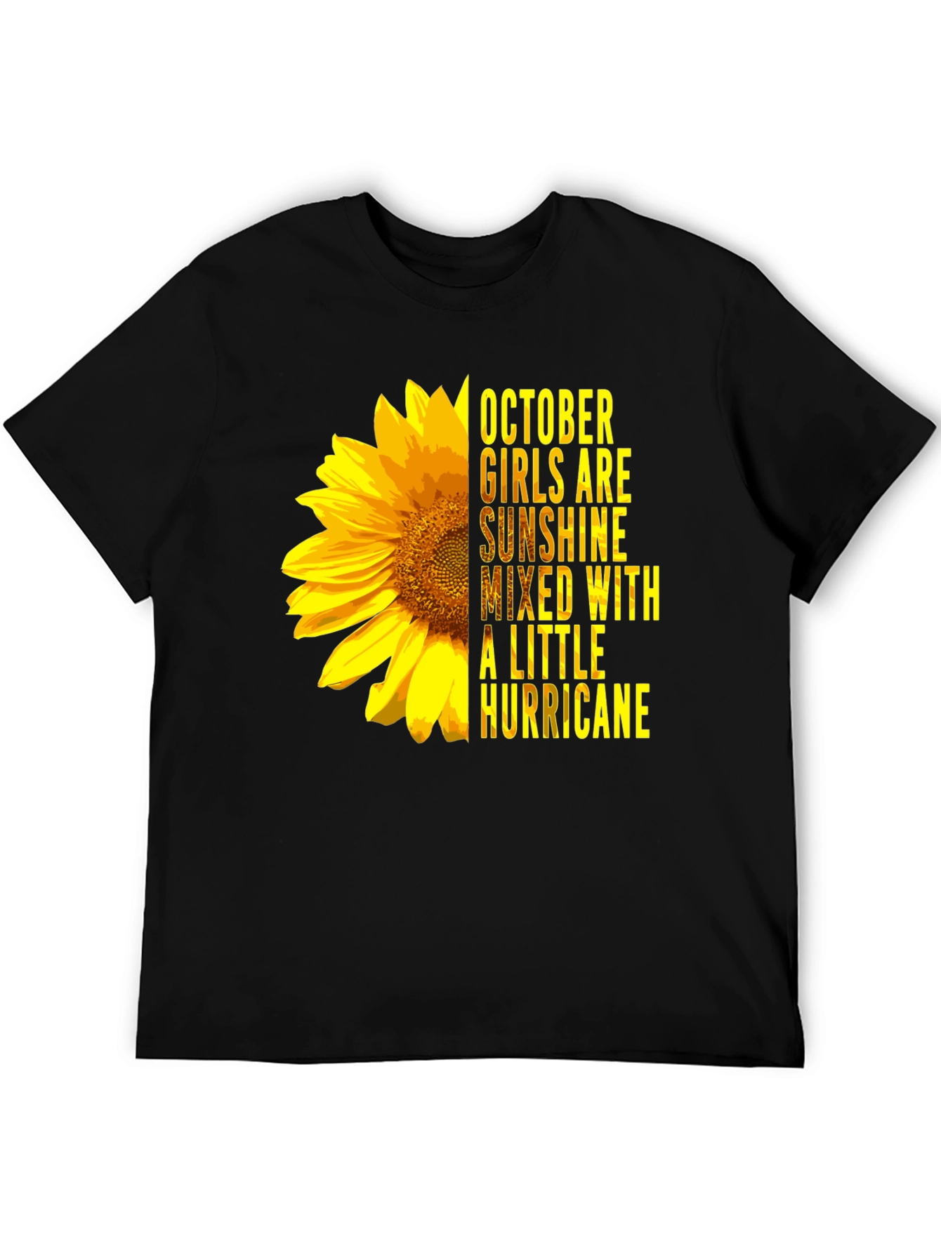 Black October Girl Sunflower Graphic Tee - Black view 5