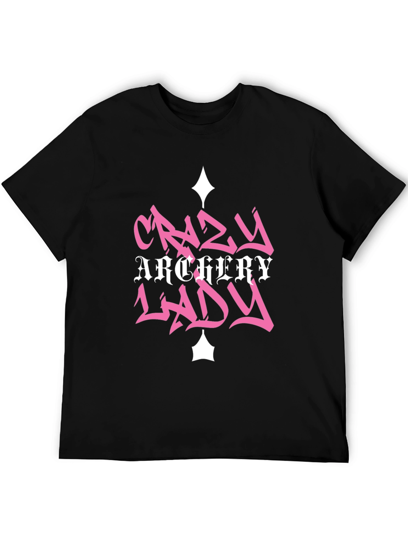 Black Crazy Archery Lady Black Graphic Tee view 5
