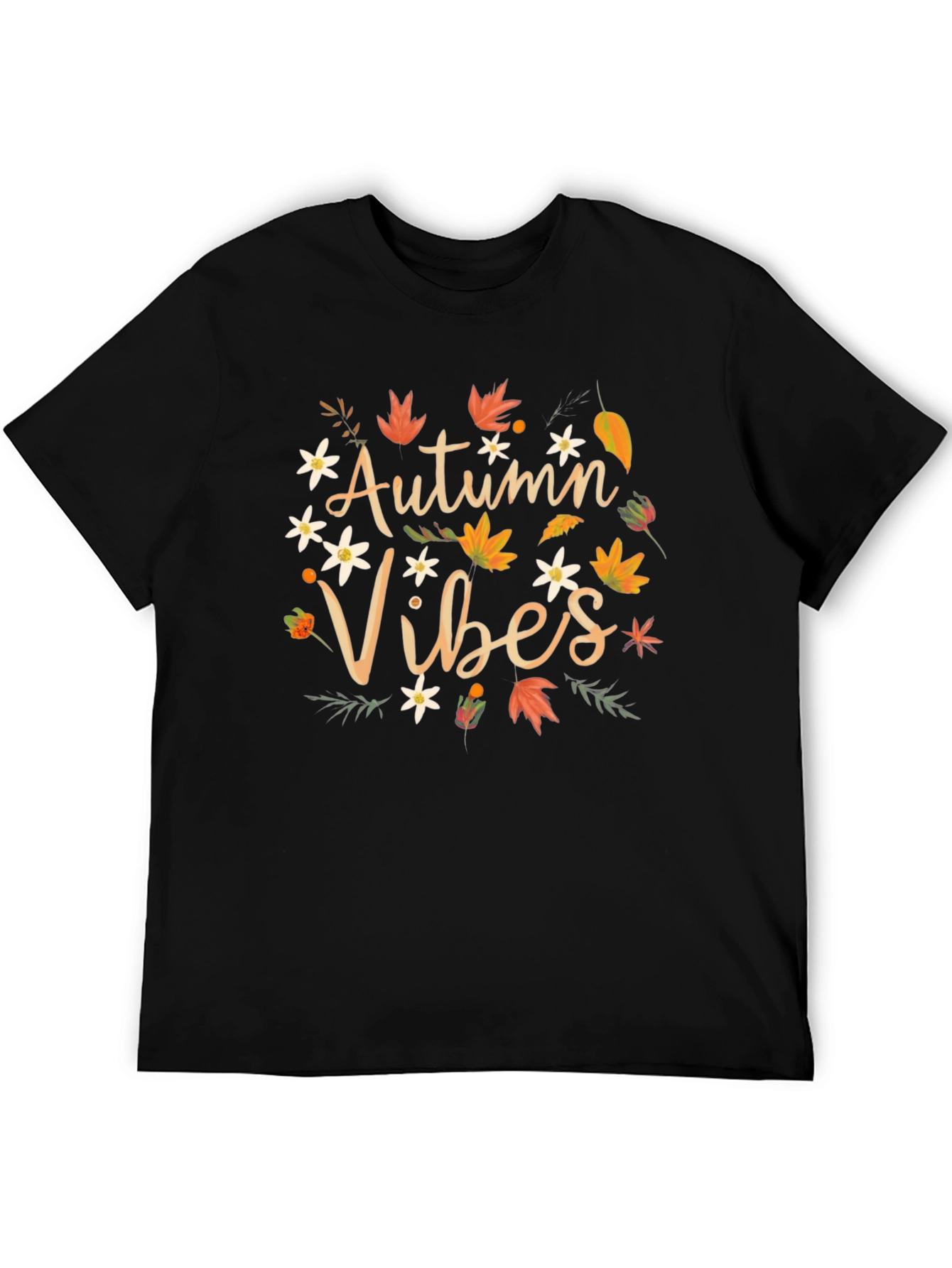 Black Autumn Vibes Graphic Tee - Fall Season Shirt view 5
