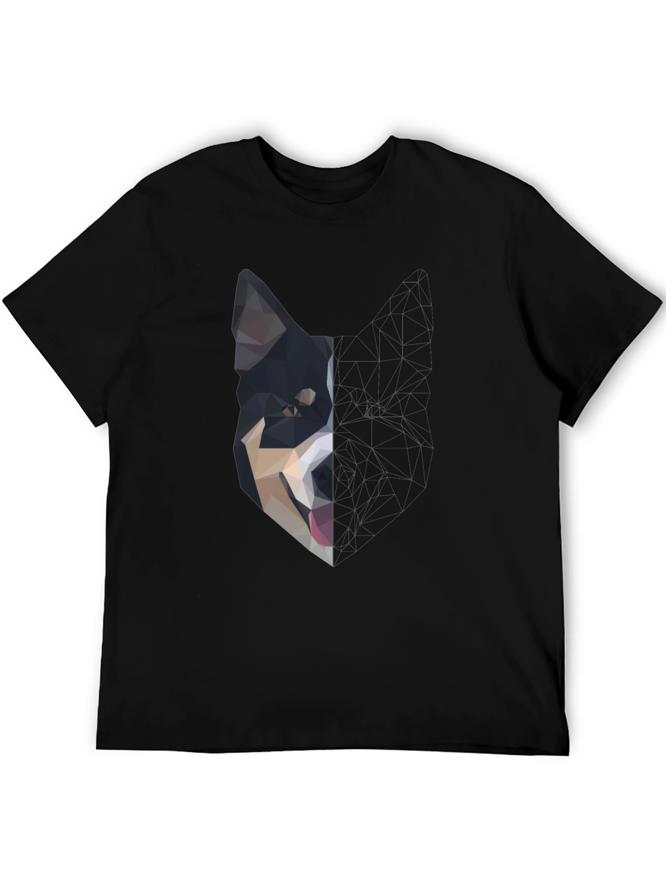 Black Abstract Dog Graphic Black T-Shirt view 5