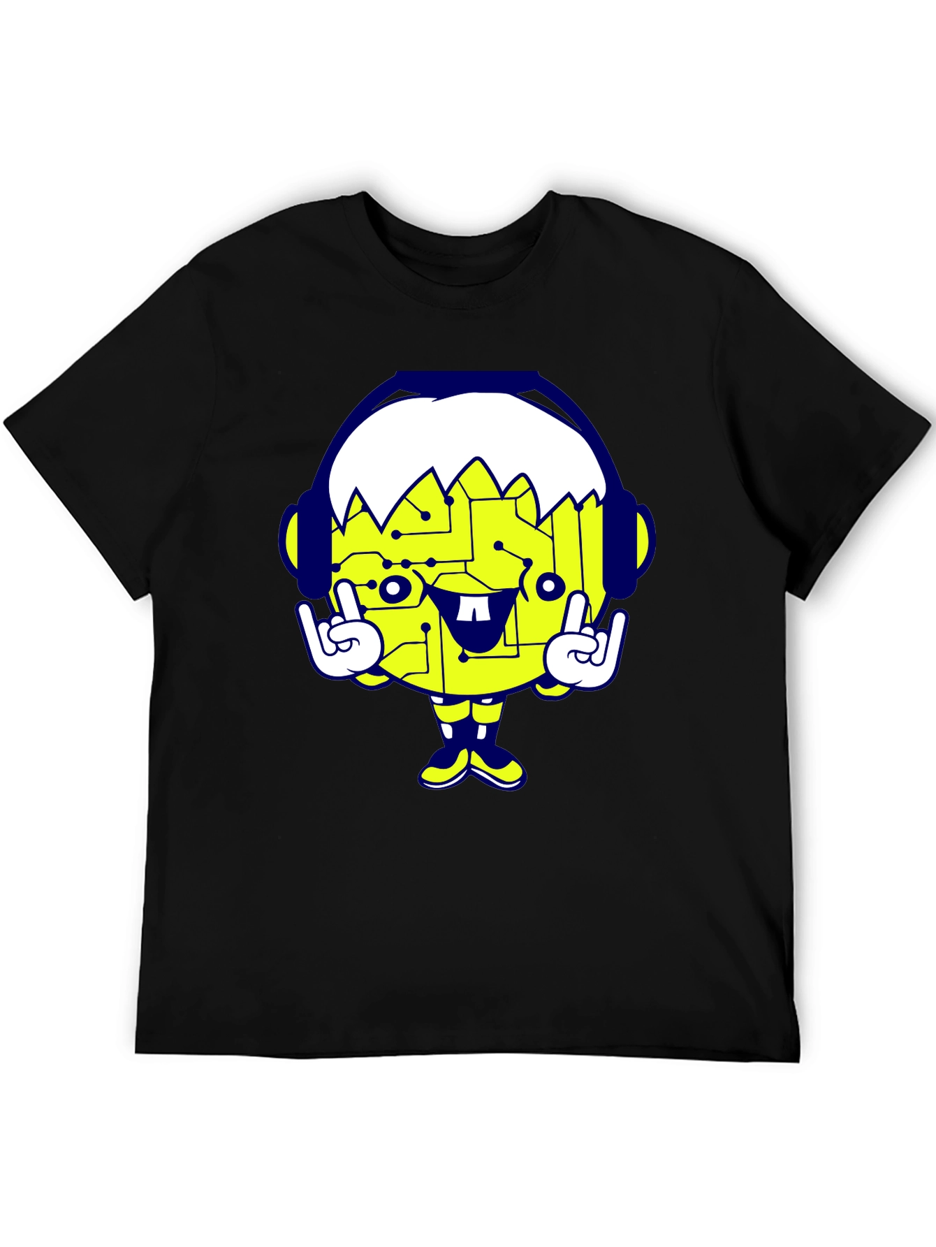Black Cool Cartoon Graphic Black T-Shirt view 5