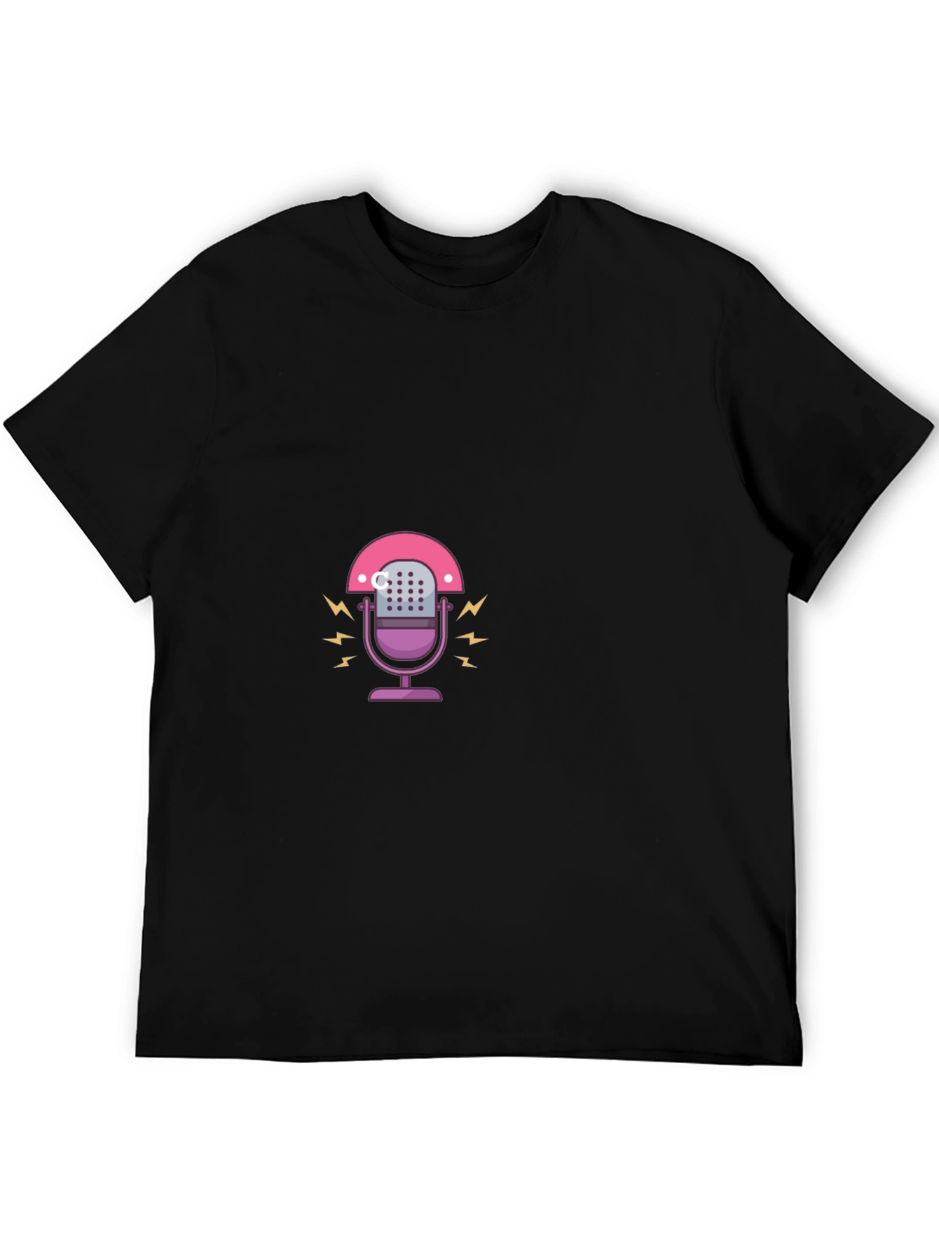 Black Retro Podcast Microphone Graphic Tee - Black view 5
