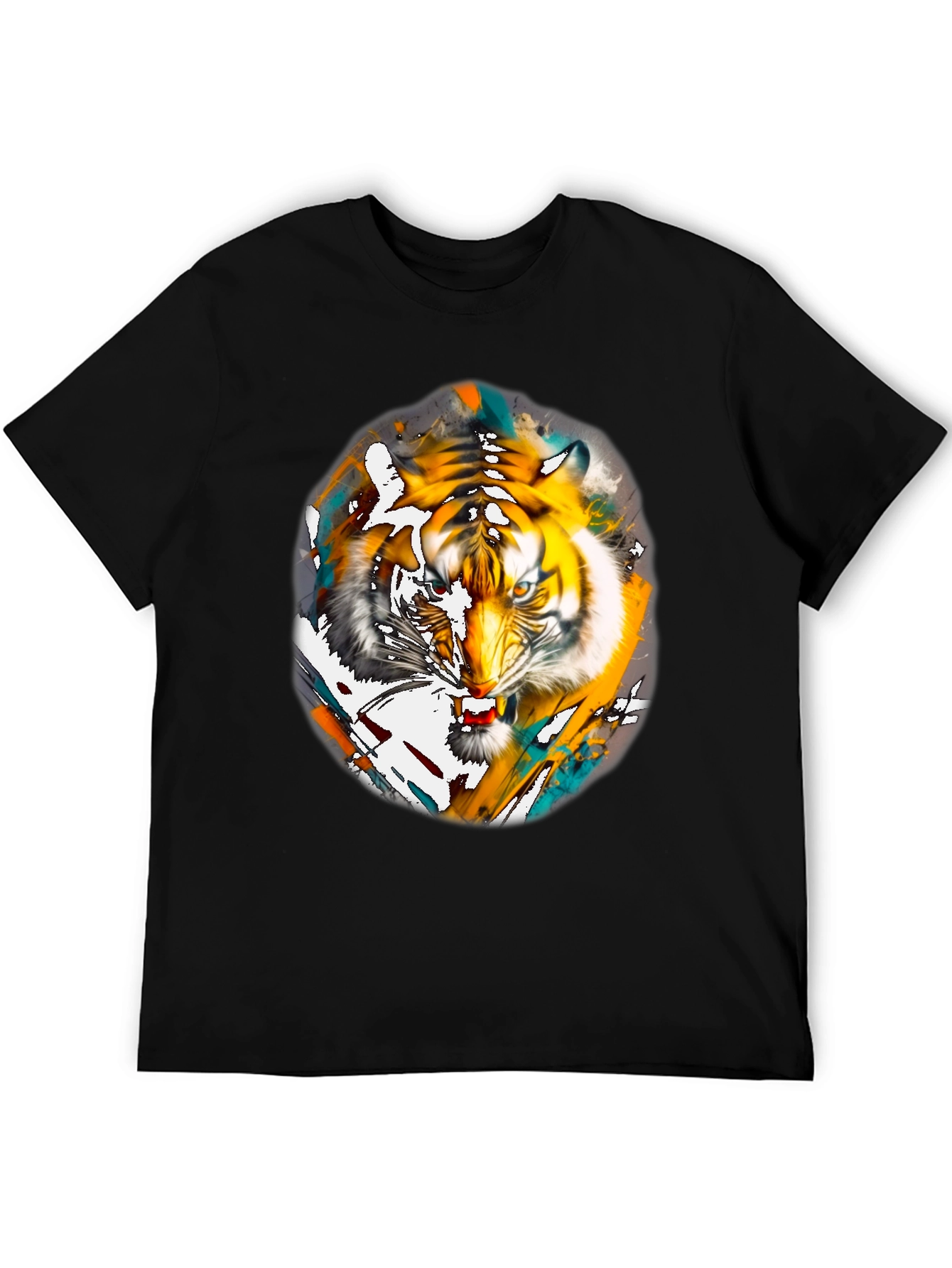 Black Tiger Graphic Print Black T-Shirt view 5