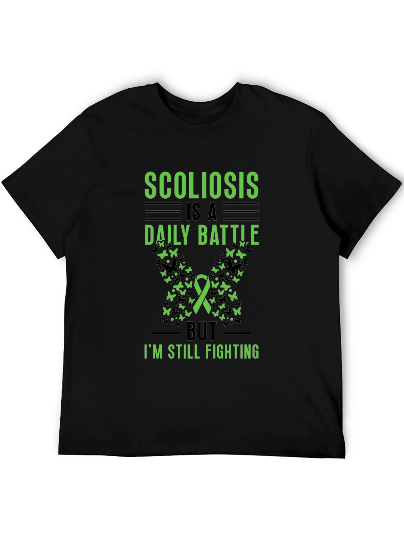 Black Scoliosis Awareness T-Shirt - Daily Battle Fighter view 5