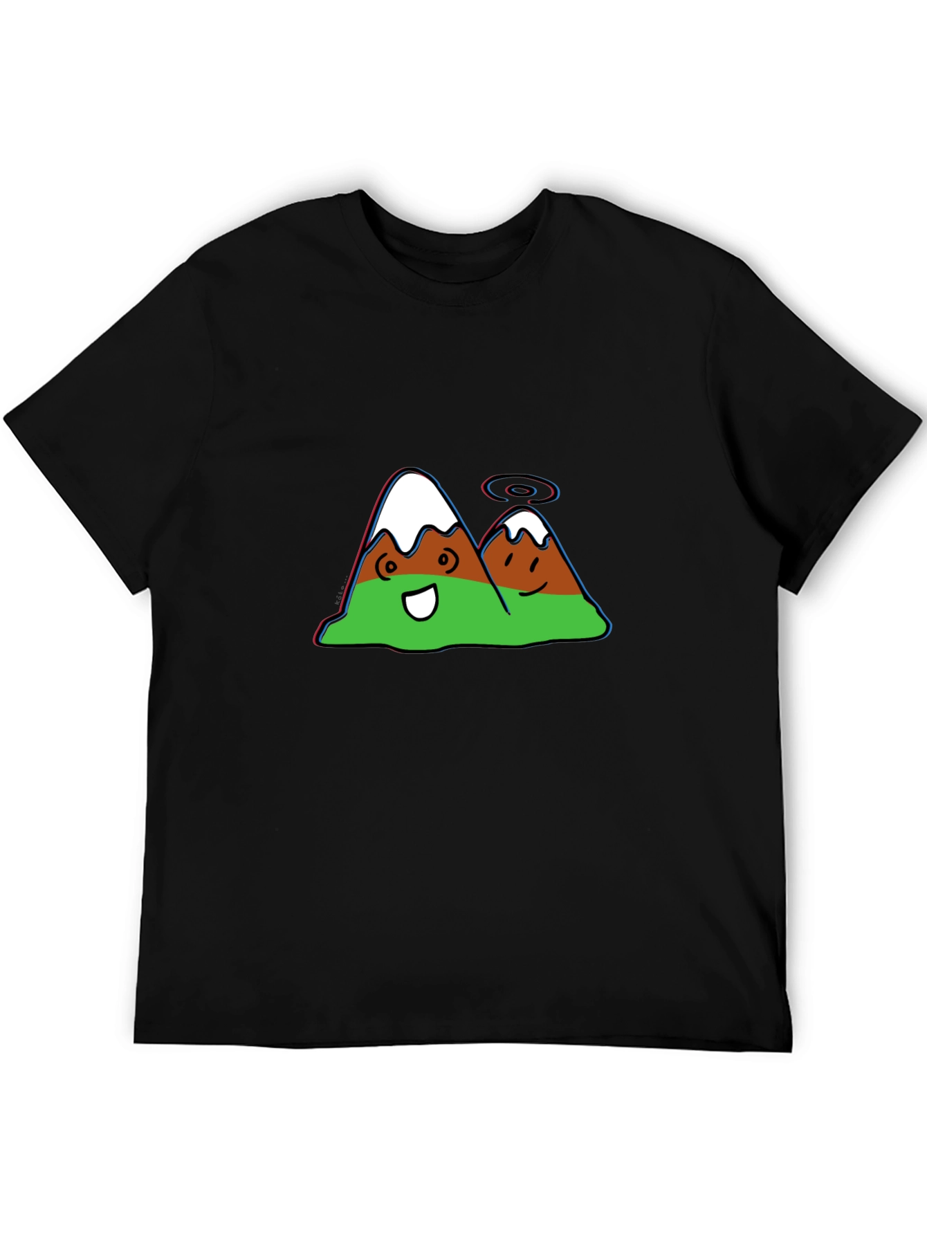 Black Cartoon Mountain Graphic Black Tee view 5