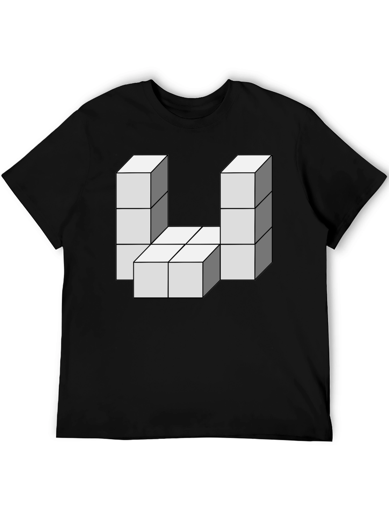 Black Optical Illusion Block Graphic Tee view 5