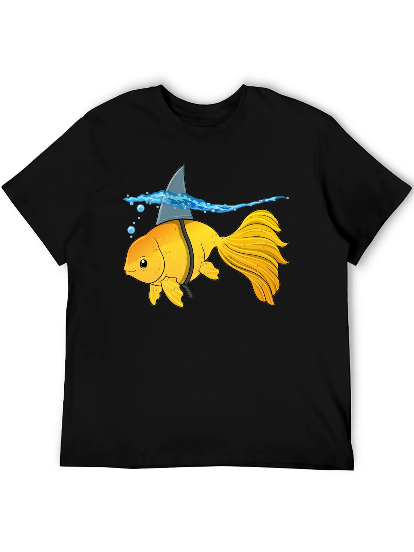 Black Goldfish Shark Fin Humor T-Shirt view 5