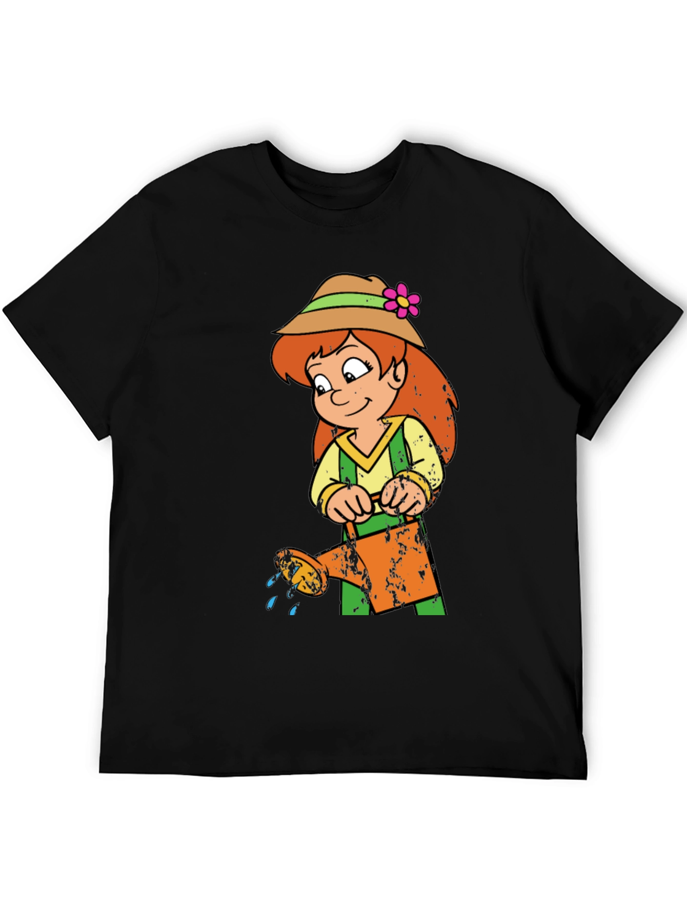 Black Cartoon Gardener Graphic T-Shirt view 5