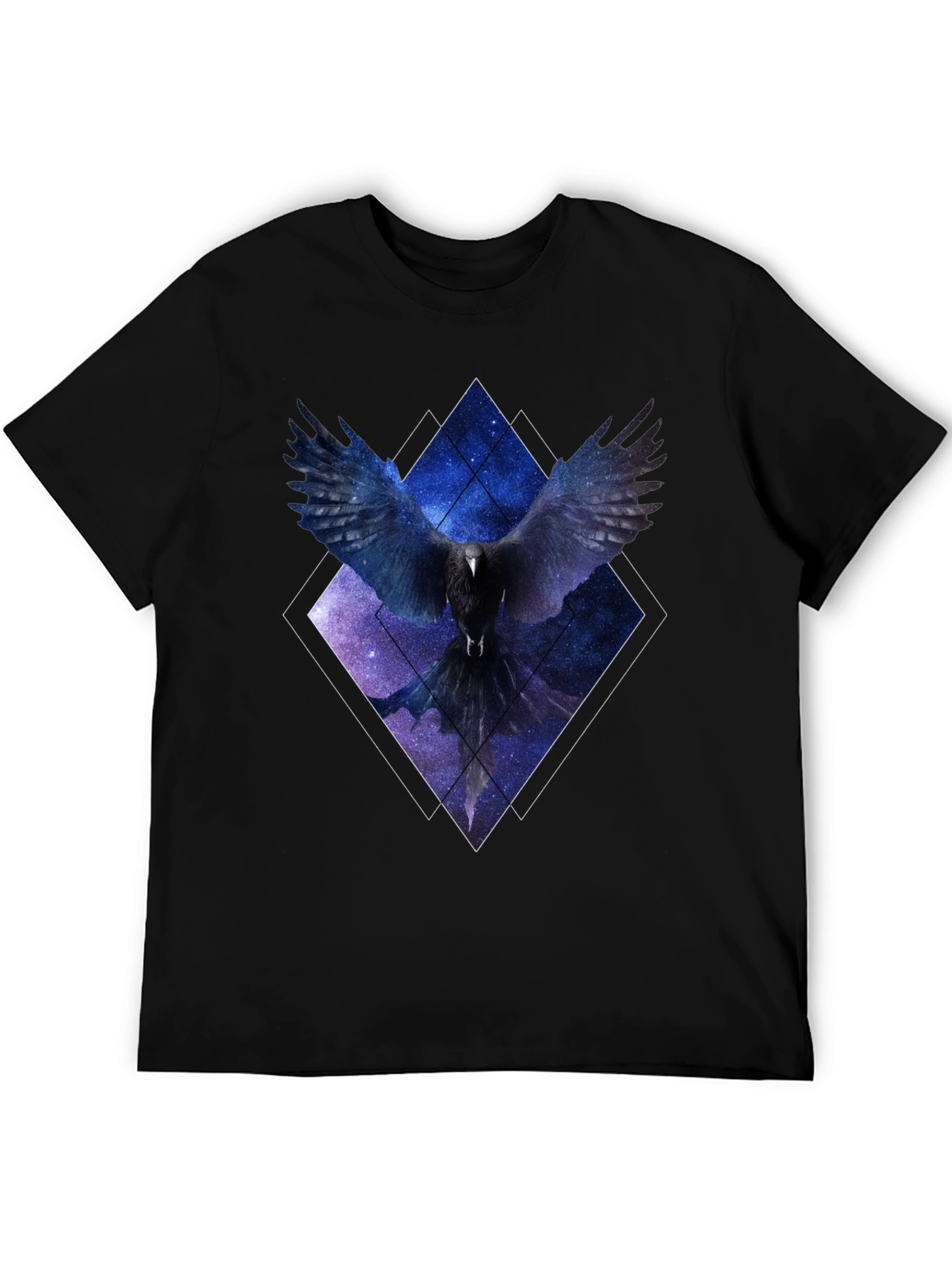 Black Cosmic Raven Graphic Tee - Unisex Black T-Shirt view 5
