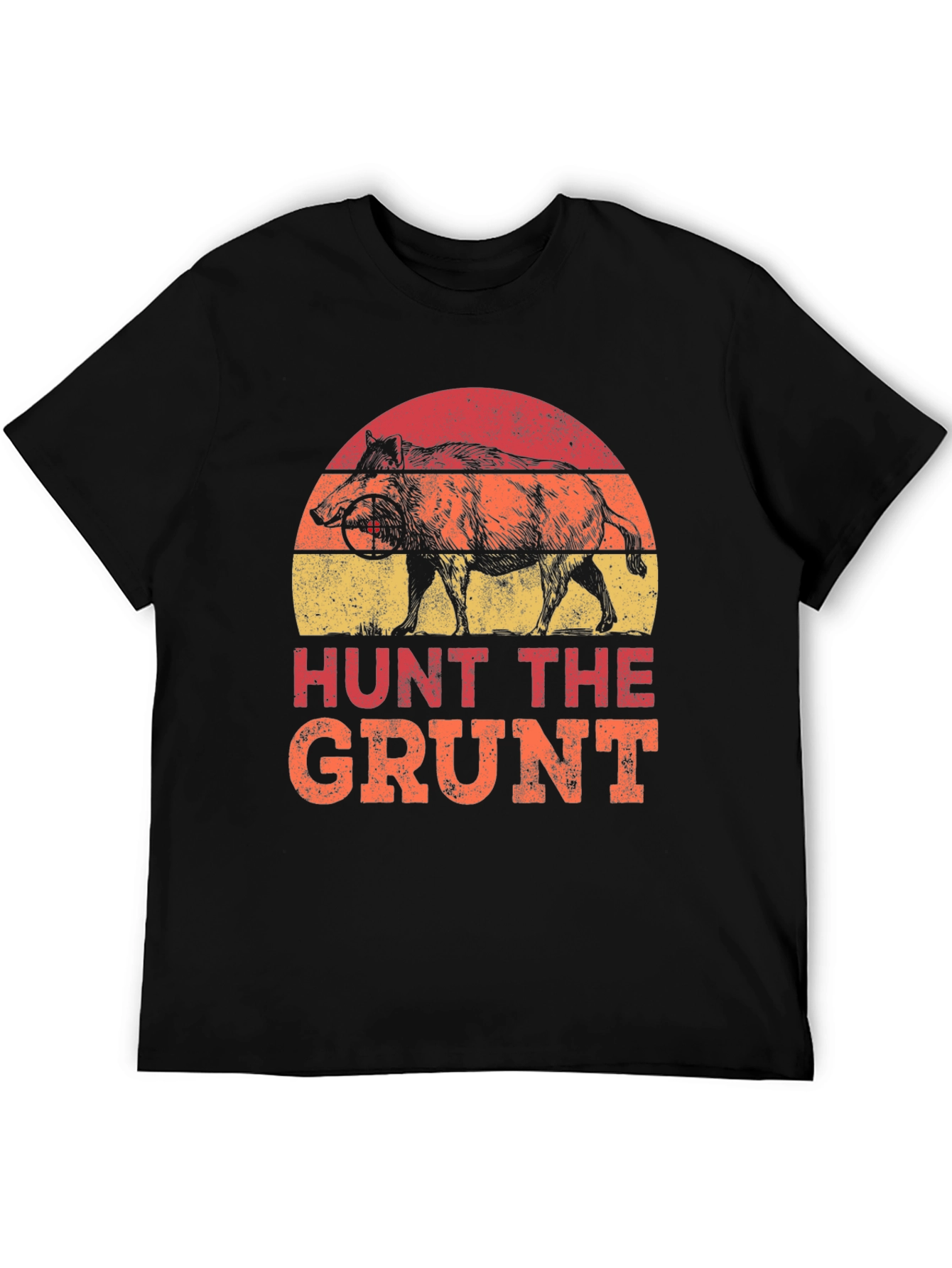 Black Hunt the Grunt T-Shirt - Wild Boar Hunter Tee view 5