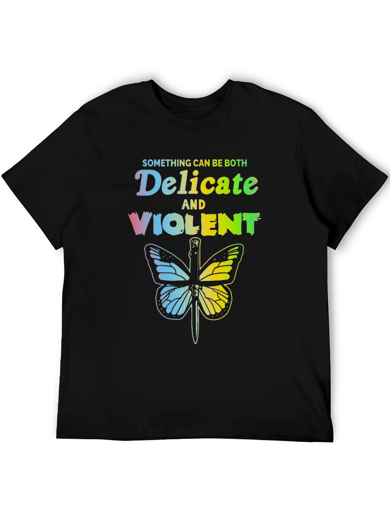 Black Delicate & Violent Butterfly T-Shirt - Unisex Cotton Tee view 5