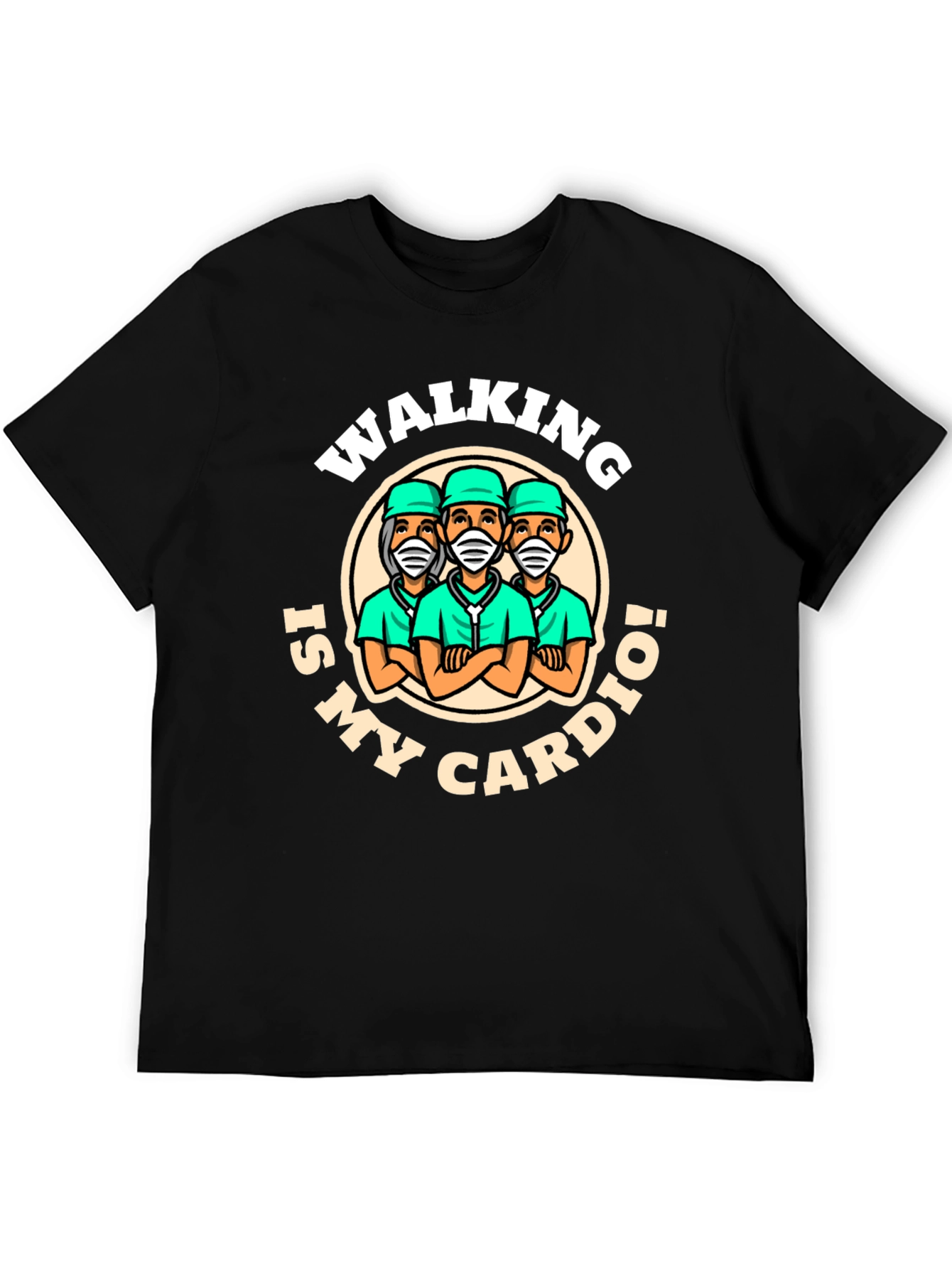 Black Walking Is My Cardio T-Shirt - Doctor Design view 5