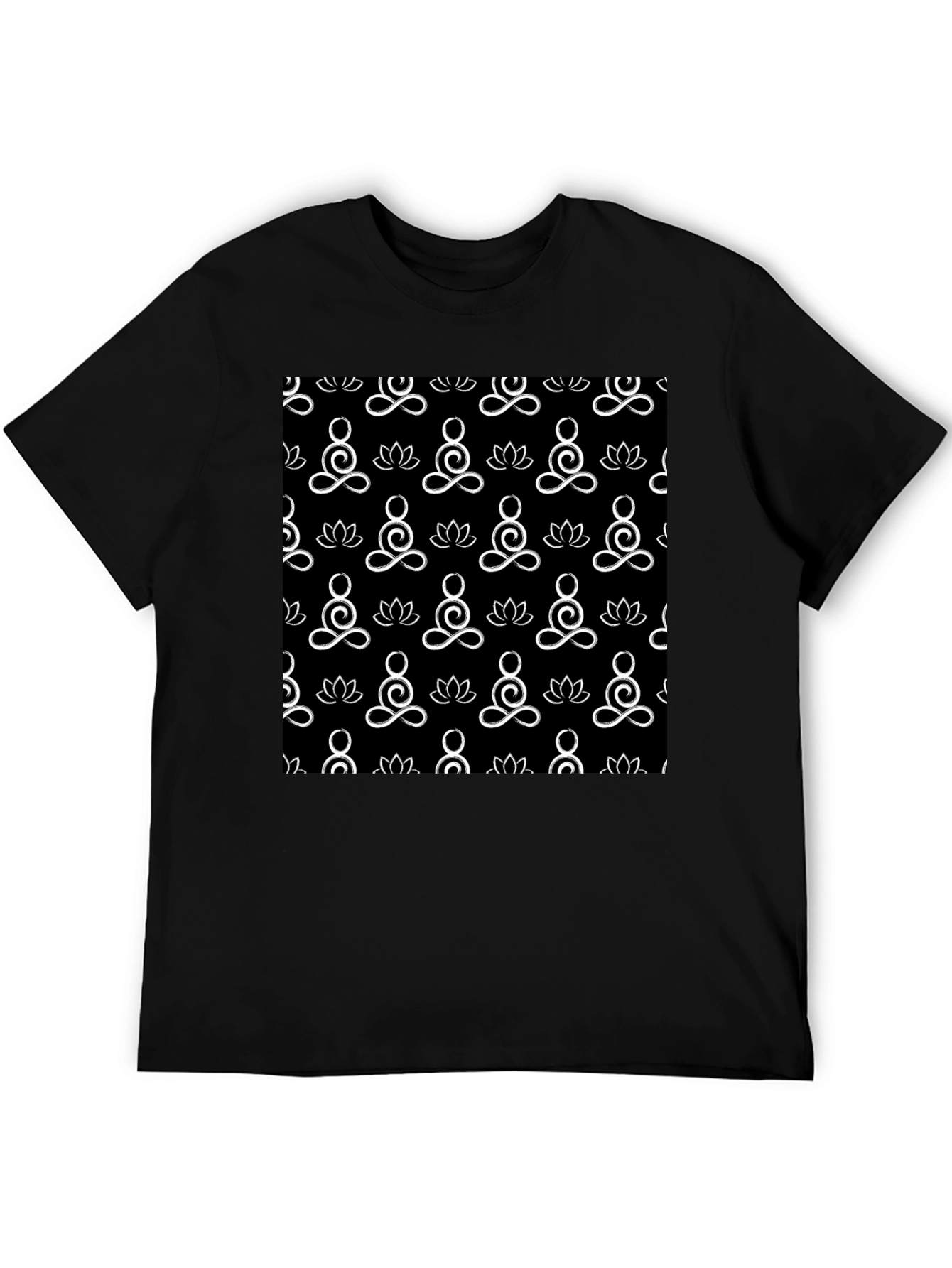 Black Black T-Shirt with Yoga Pattern view 5