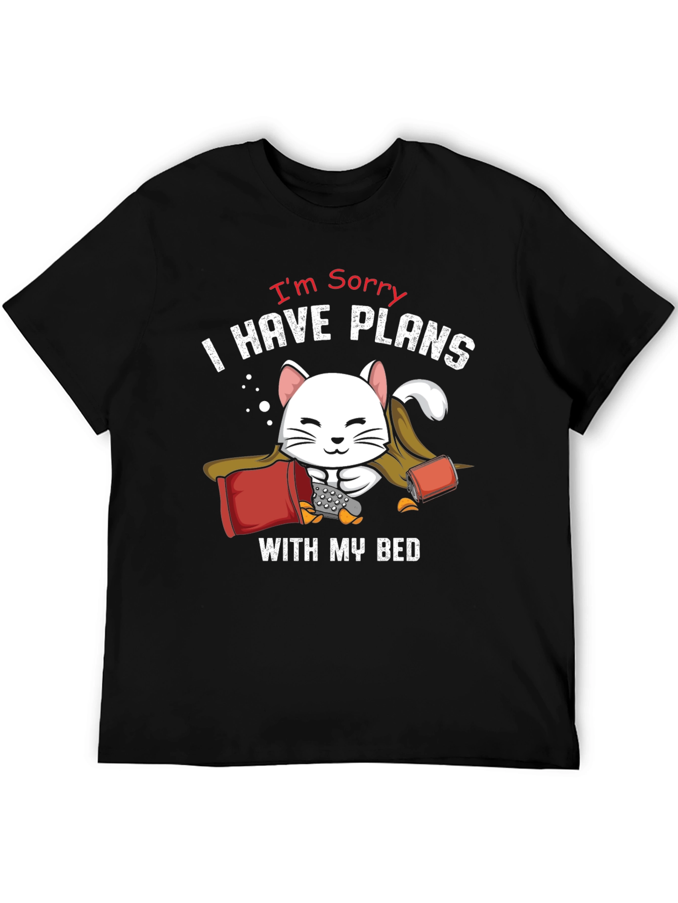 Black Funny Cat Bed Plans T-Shirt - Novelty Graphic Tee view 5