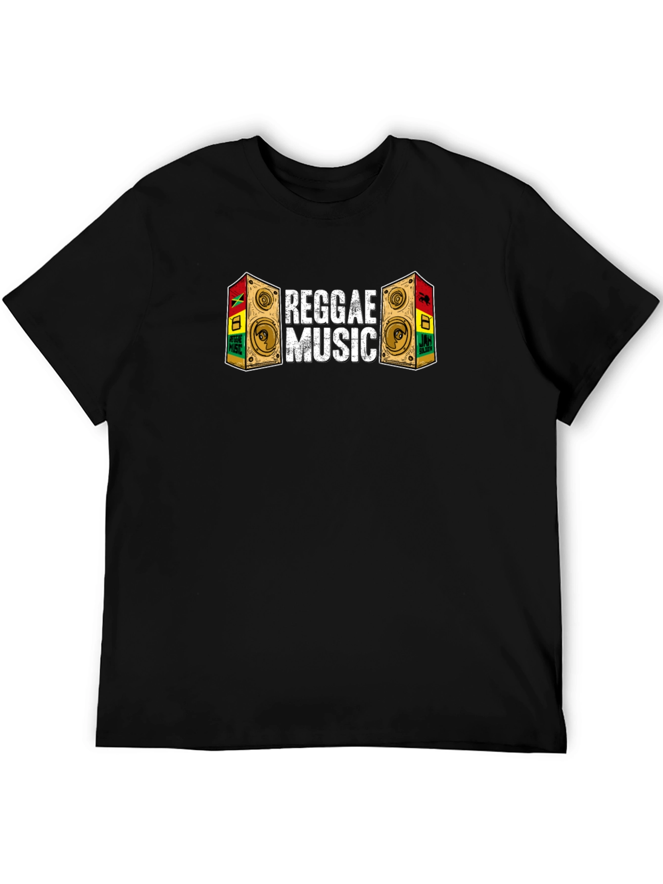 Black Reggae Music Speaker Graphic Black T-Shirt view 5