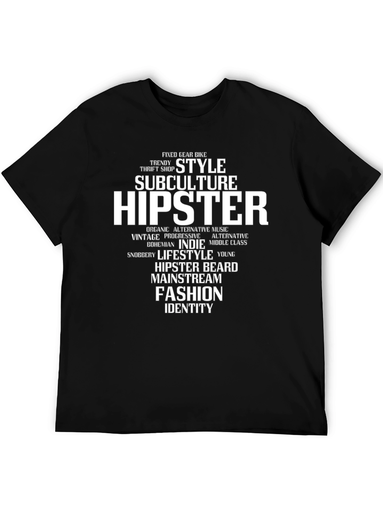 Black Hipster Word Cloud Graphic Tee view 5