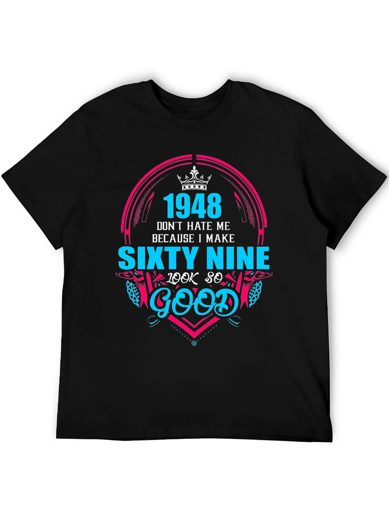 Black 1948 Birthday Sixty Nine T-Shirt view 5