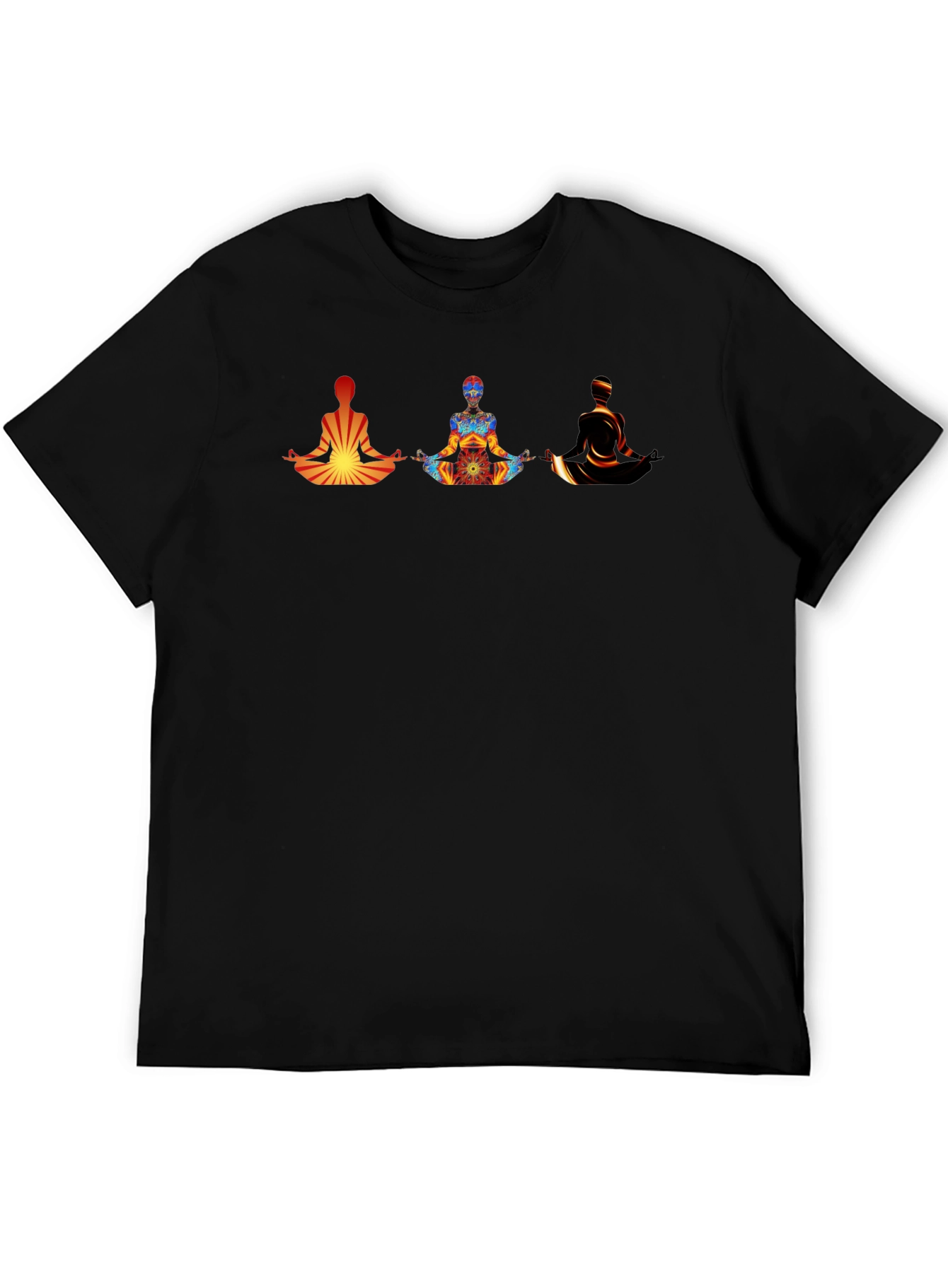 Black Meditating Figures Graphic Tee - Men's Black T-Shirt view 5