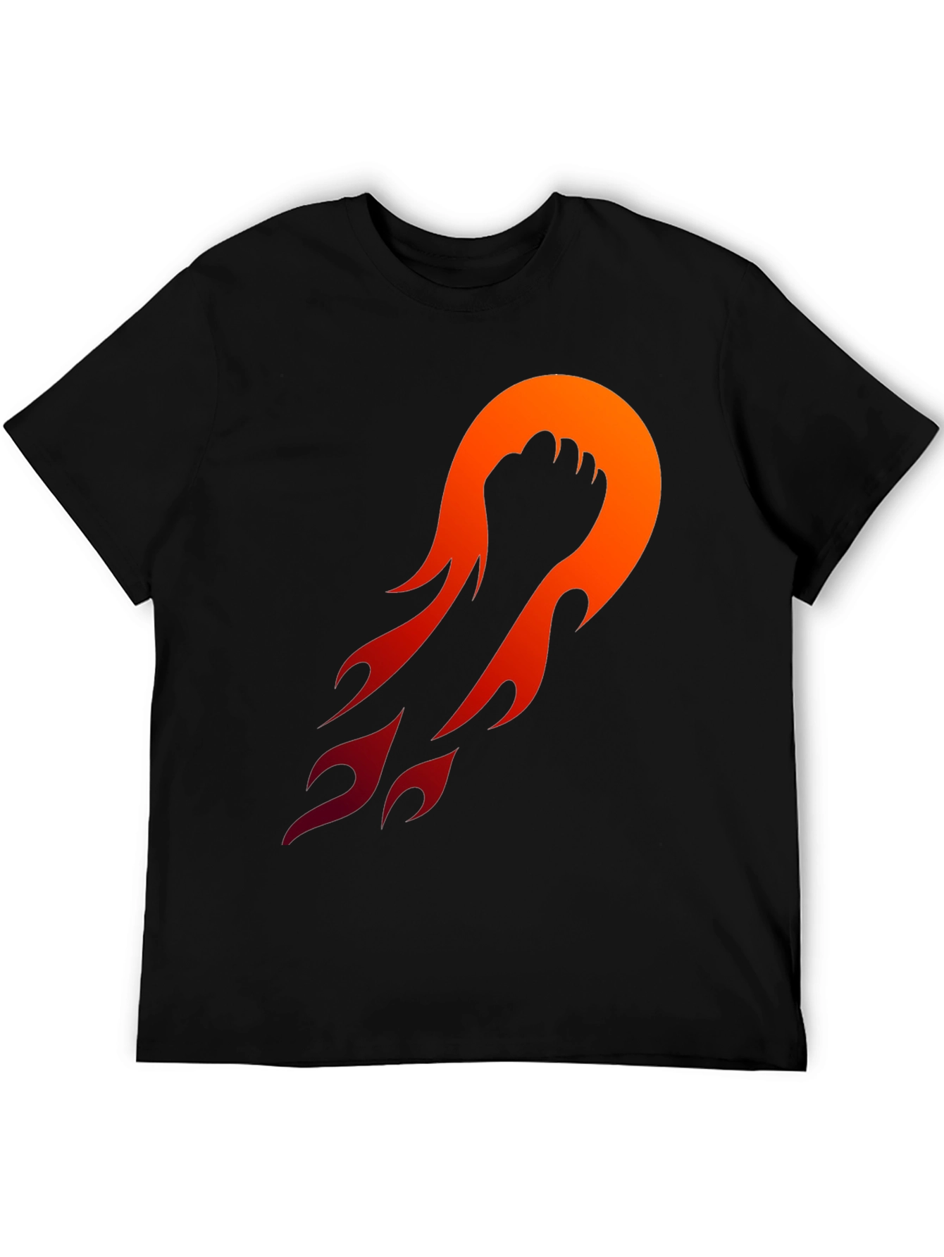 Black Fiery Fist Graphic Tee - Black Cotton Blend view 5