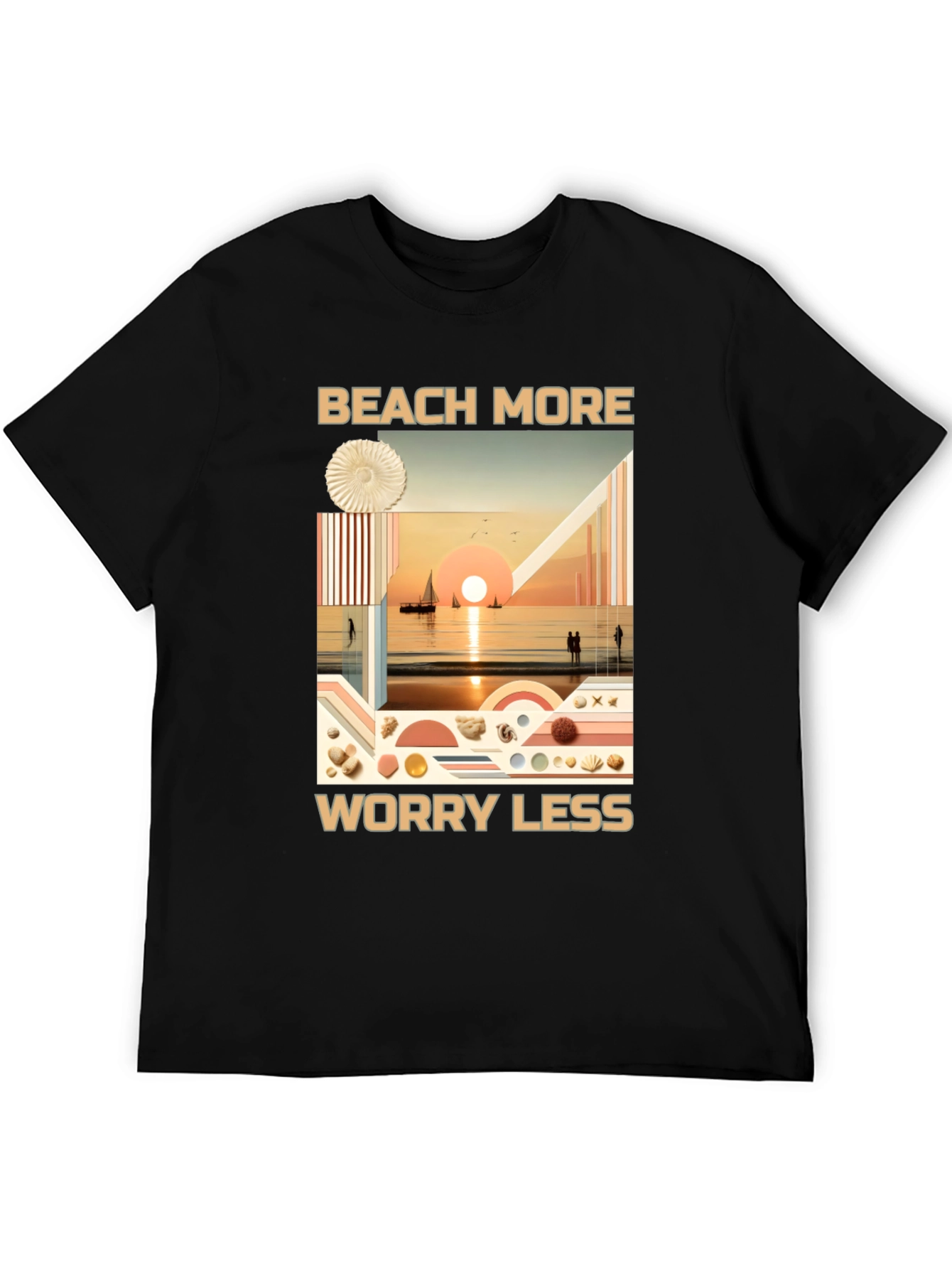 Black Beach More Worry Less Graphic Tee view 5