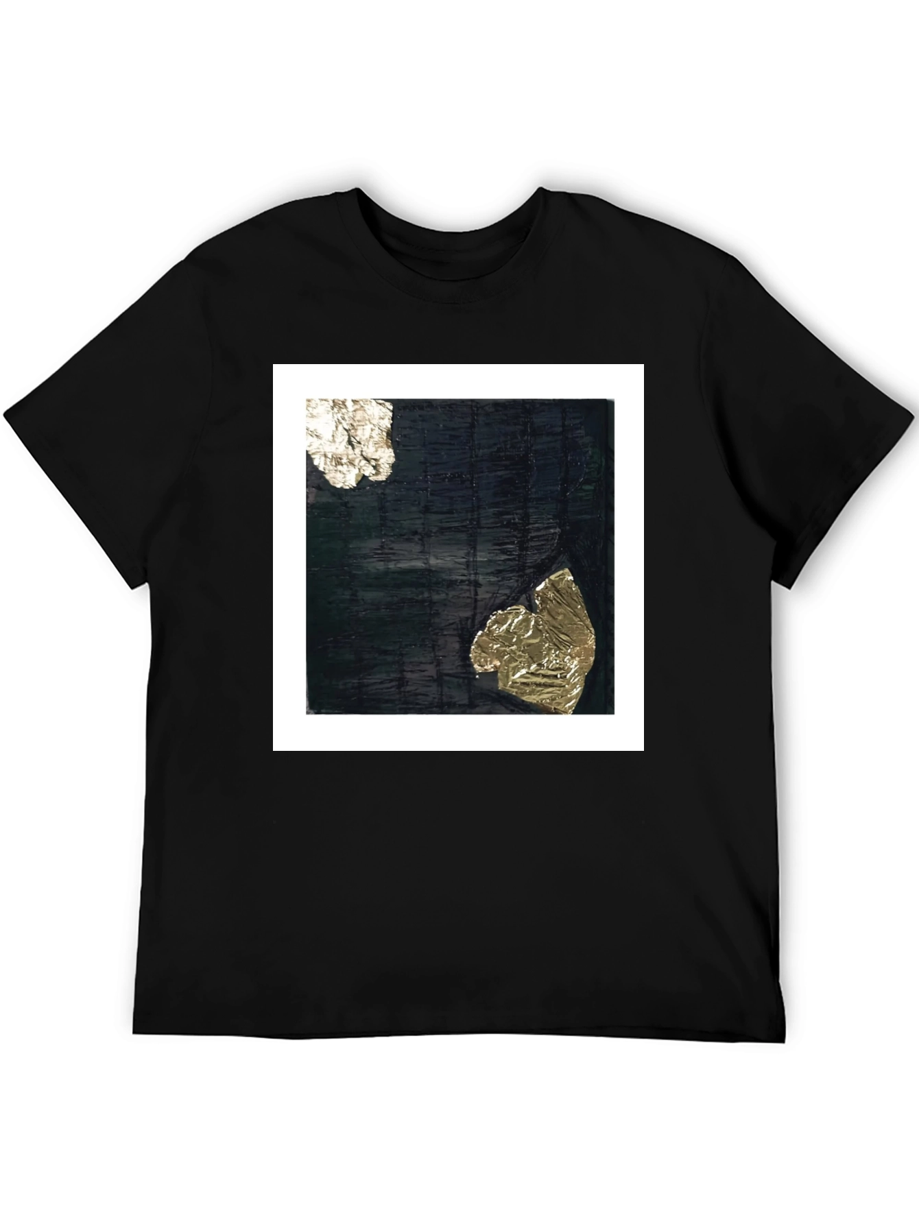 Black Abstract Art Tee - Black Cotton Crew Neck T-Shirt view 5