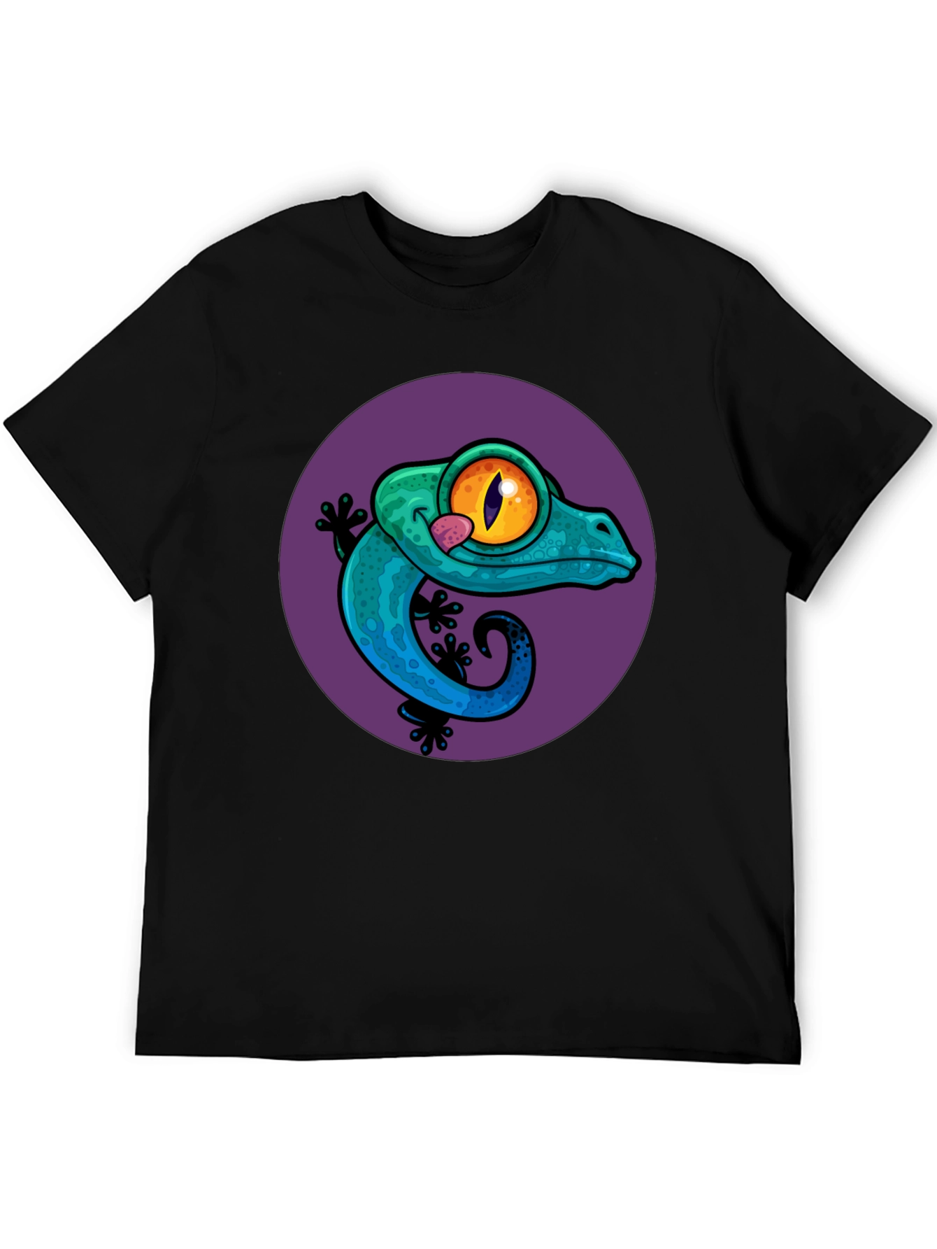 Black Gecko Graphic Tee - Cool Lizard Design T-Shirt view 5