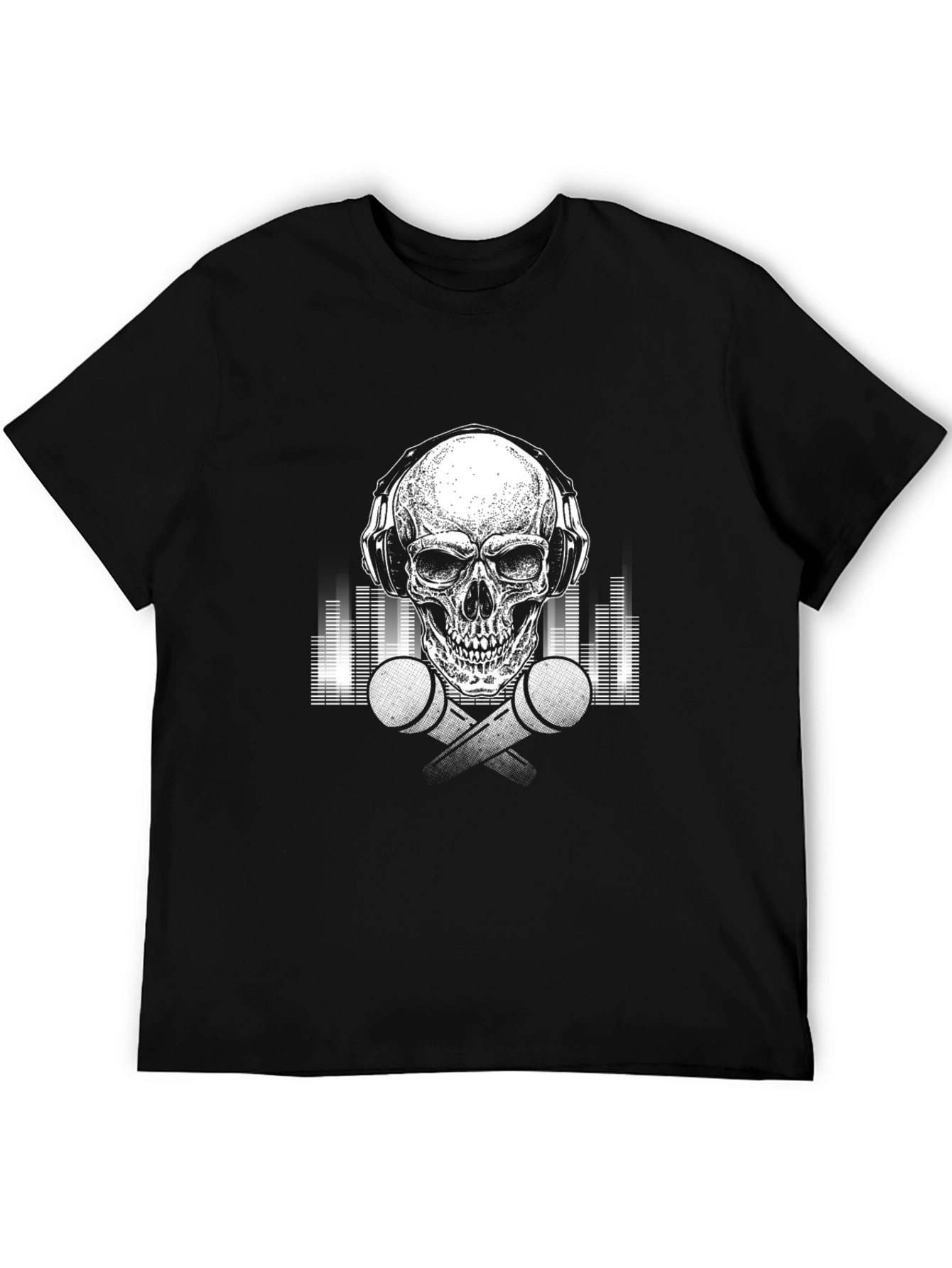 Black Skull DJ Graphic Tee - Black Cotton T-Shirt view 5