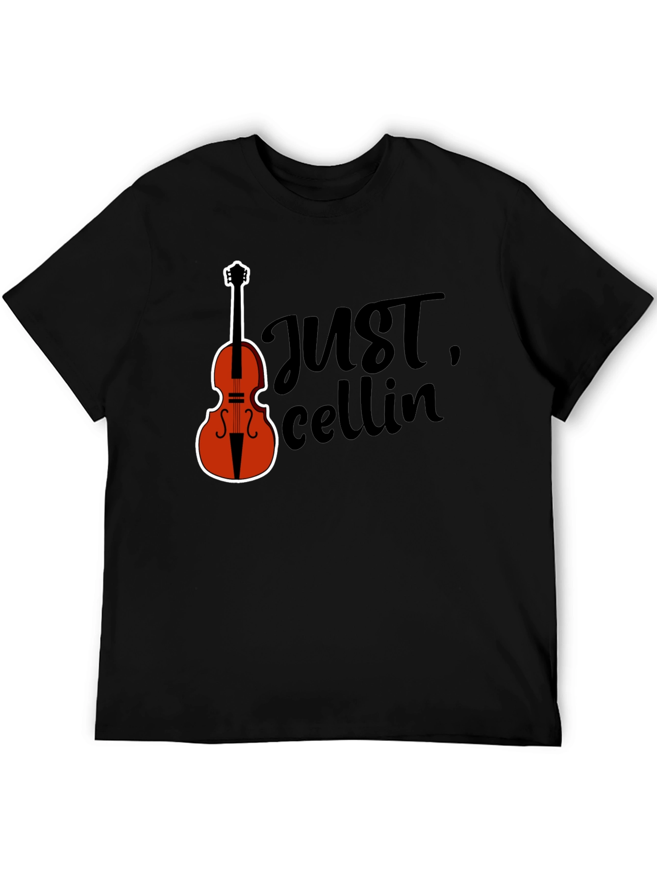 Black Just Cellin' Black T-Shirt with Cello Graphic view 5