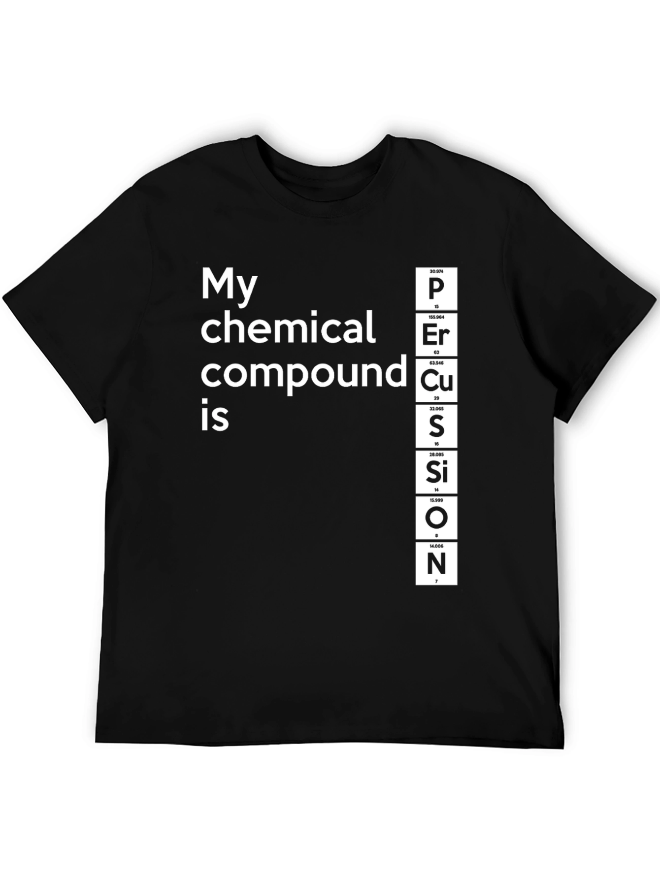 Black Periodic Table Elements Funny T-Shirt view 5